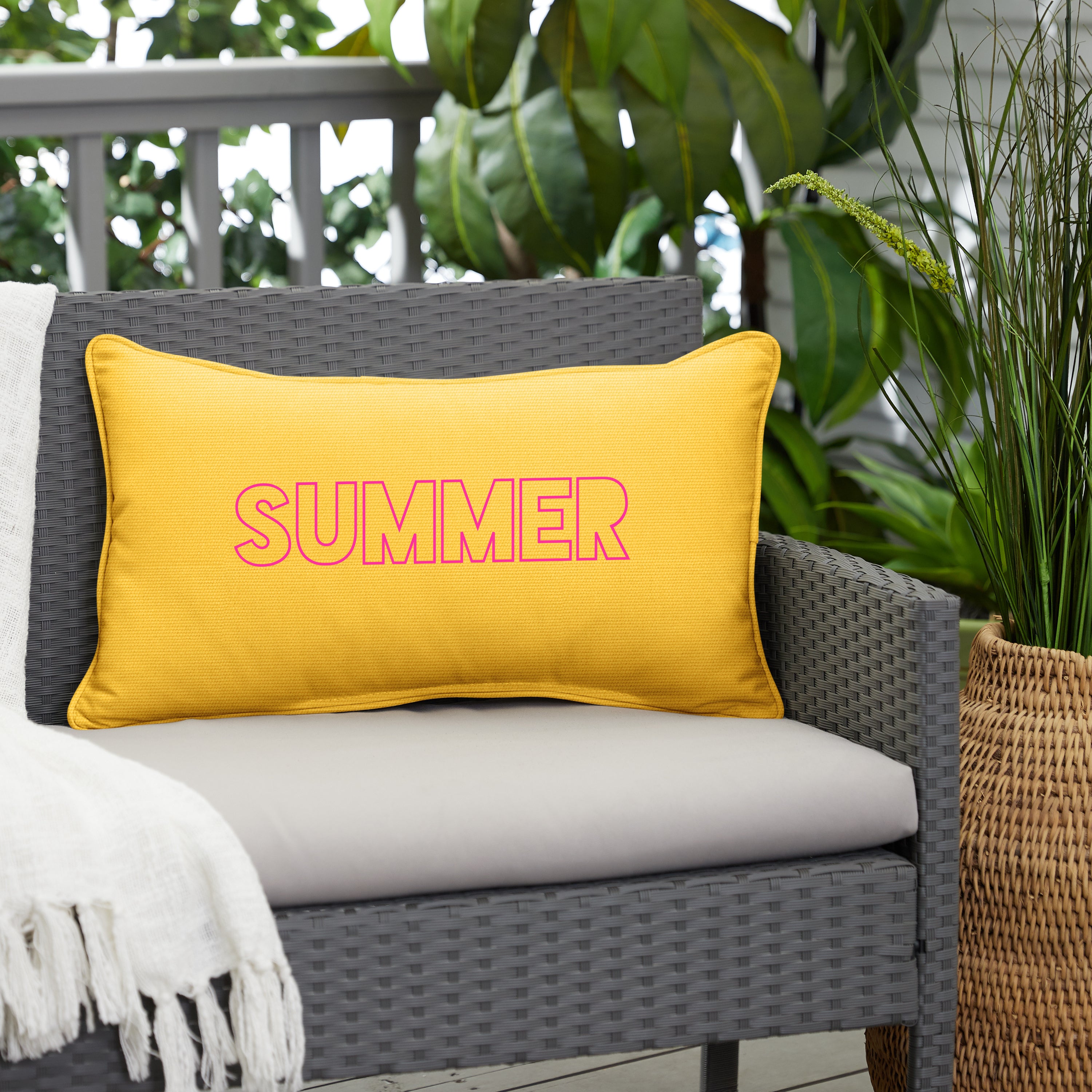 Sunbrella Rectangle Embroidered Outdoor Pillow