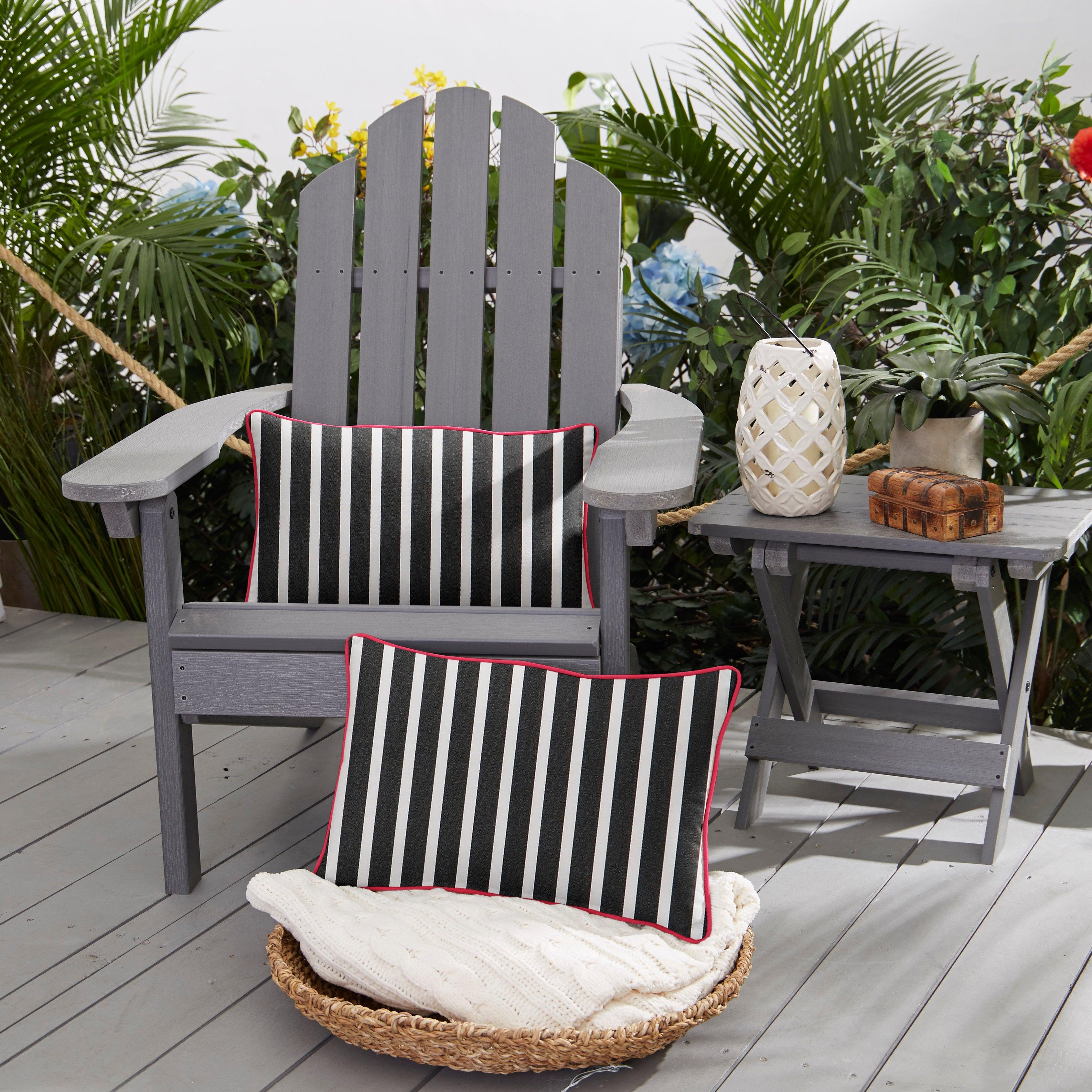 Sunbrella Shore with Contrast Cording Lumbar Corded Pillow (SET OF 2) - Sorra Home
