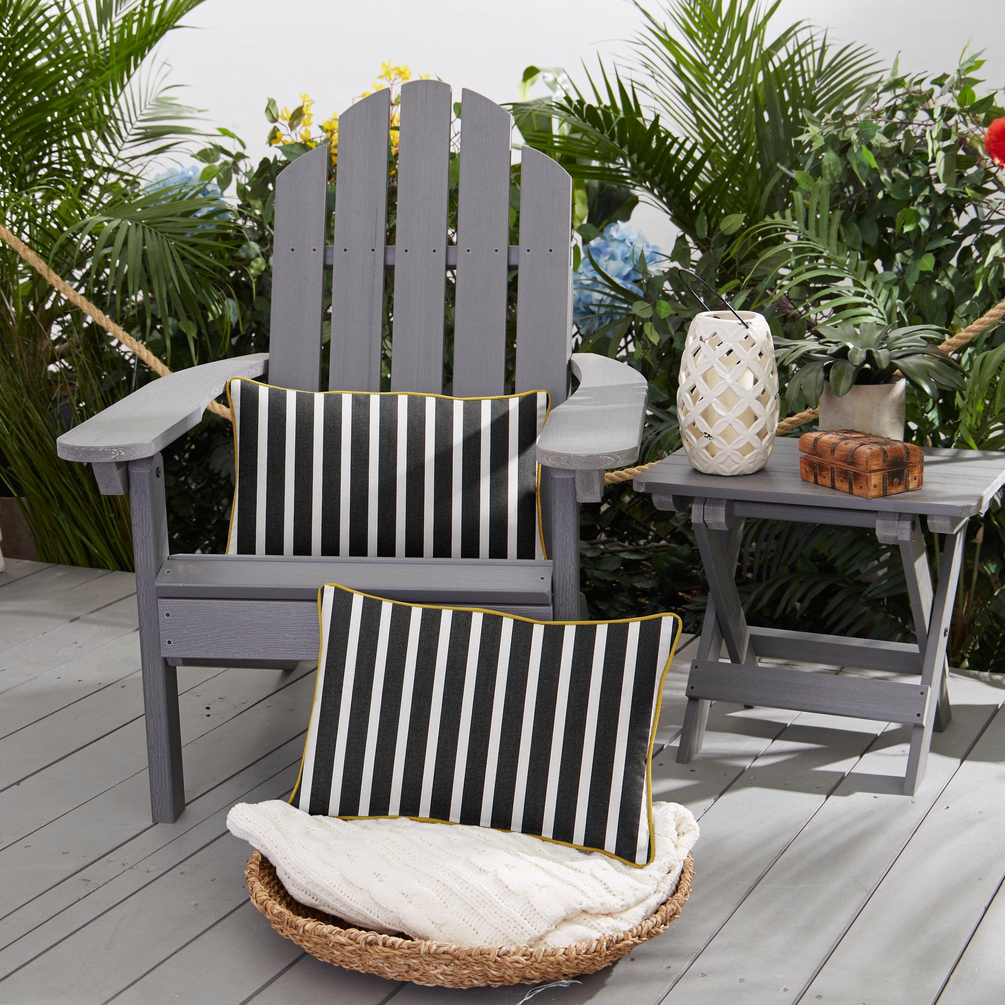 Sunbrella Shore with Contrast Cording Lumbar Corded Pillow (SET OF 2) - Sorra Home