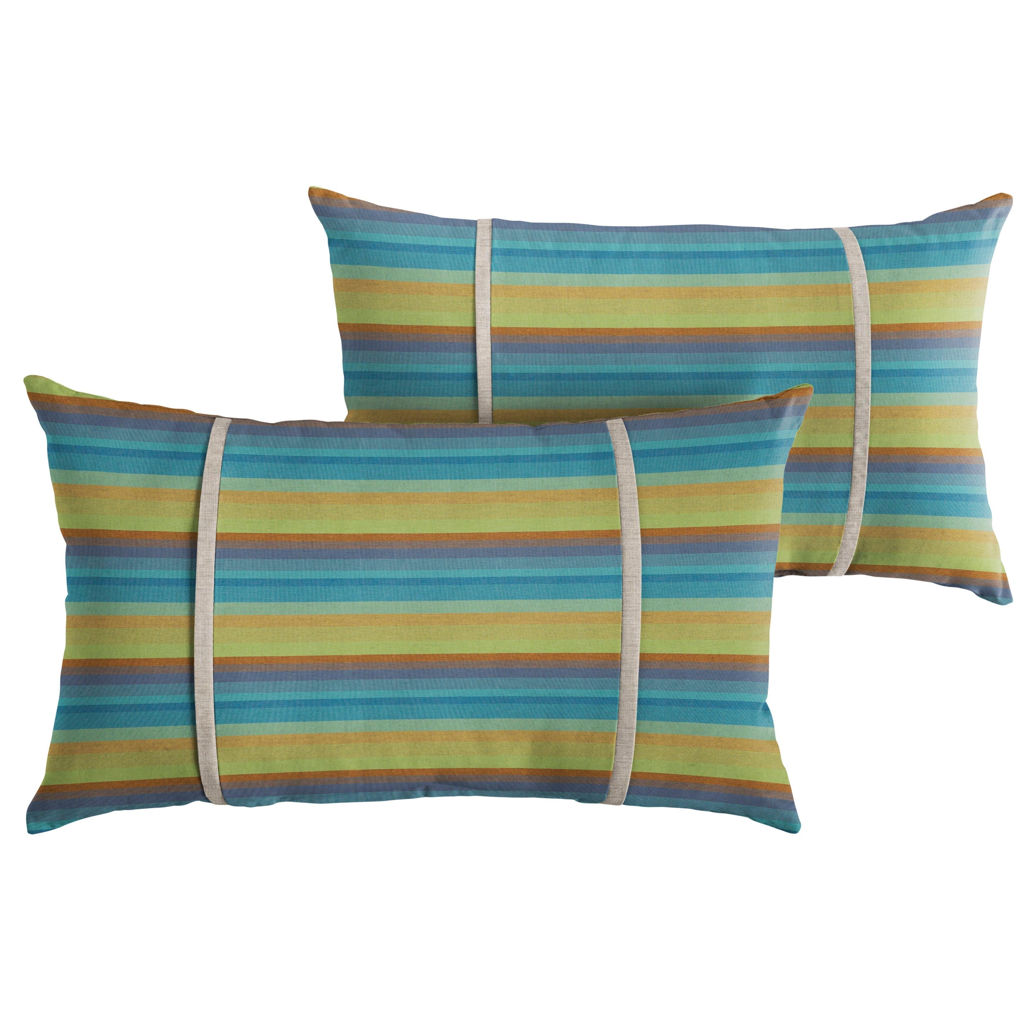 Sunbrella Astoria with Contrast Cording Pillow with Double Petite Flange (Set of 2) - Sorra Home