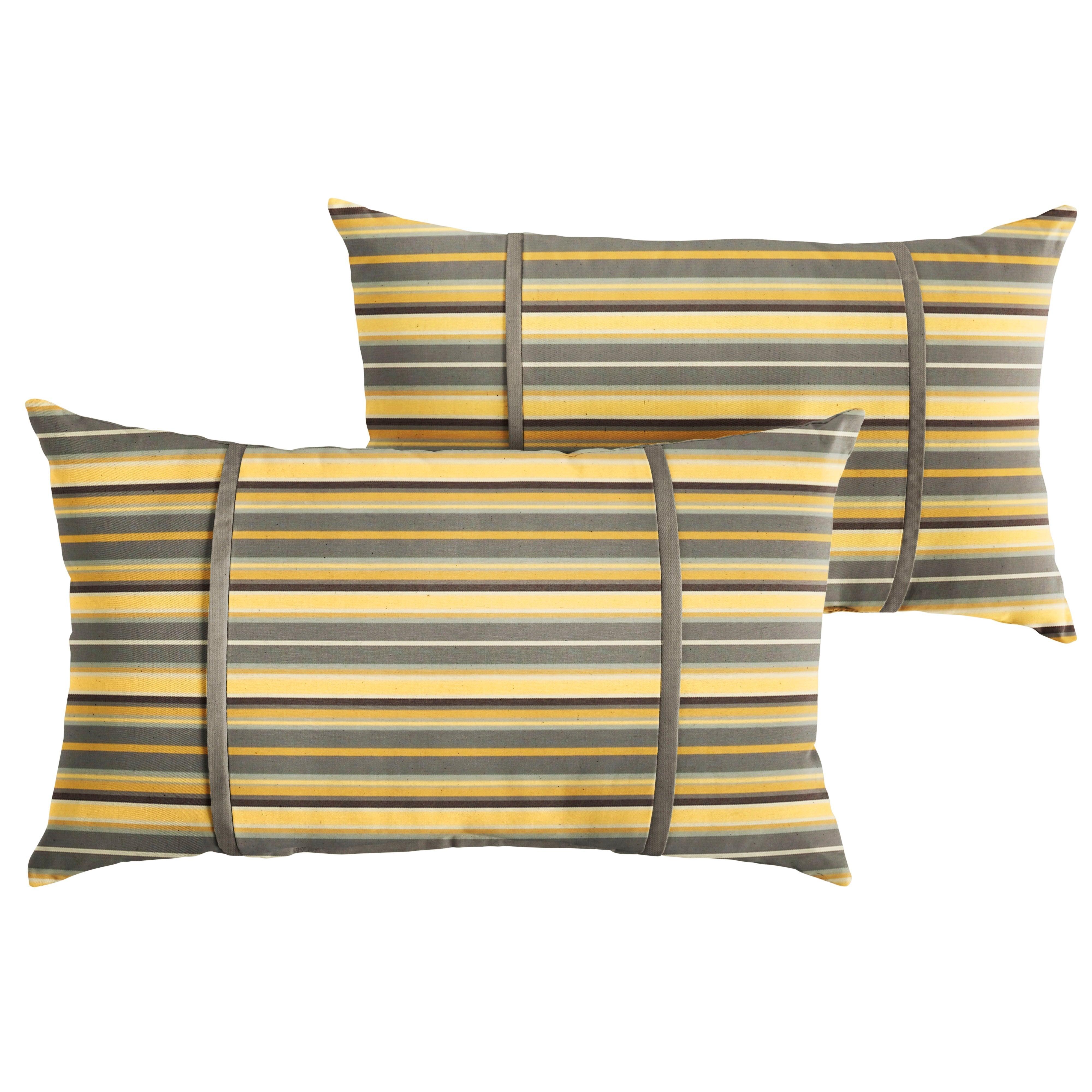 Sunbrella Foster Metallic with Contrast Cording Pillow with Double Petite Flange (Set of 2) - Sorra Home
