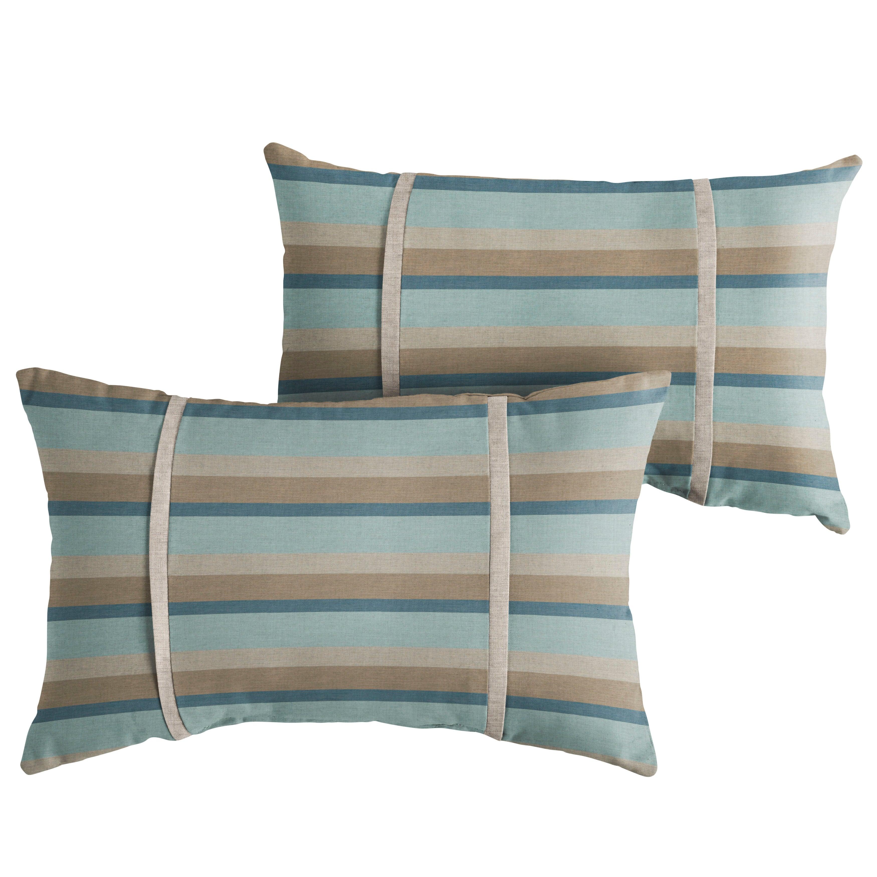 Sunbrella Mist with Contrast Cording Pillow with Double Petite Flange (Set of 2) - Sorra Home