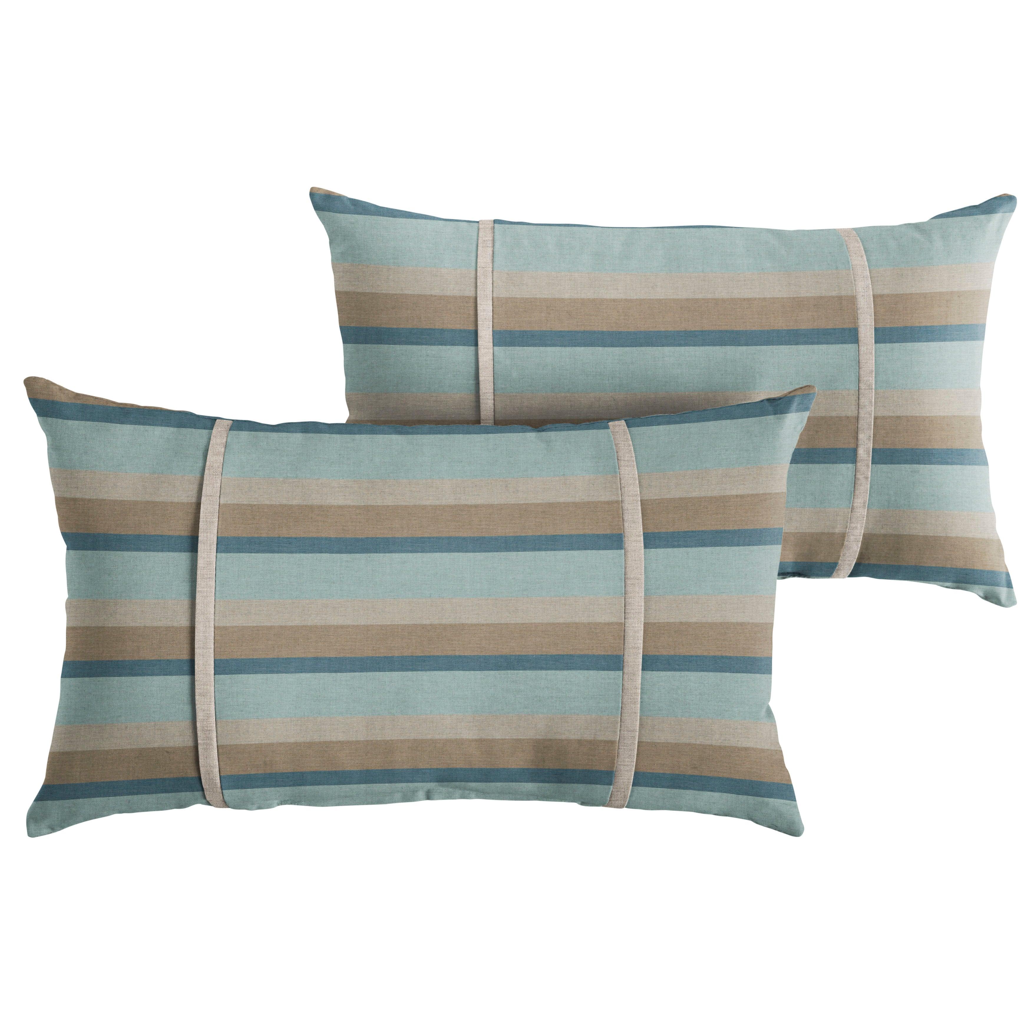 Sunbrella Mist with Contrast Cording Pillow with Double Petite Flange (Set of 2) - Sorra Home