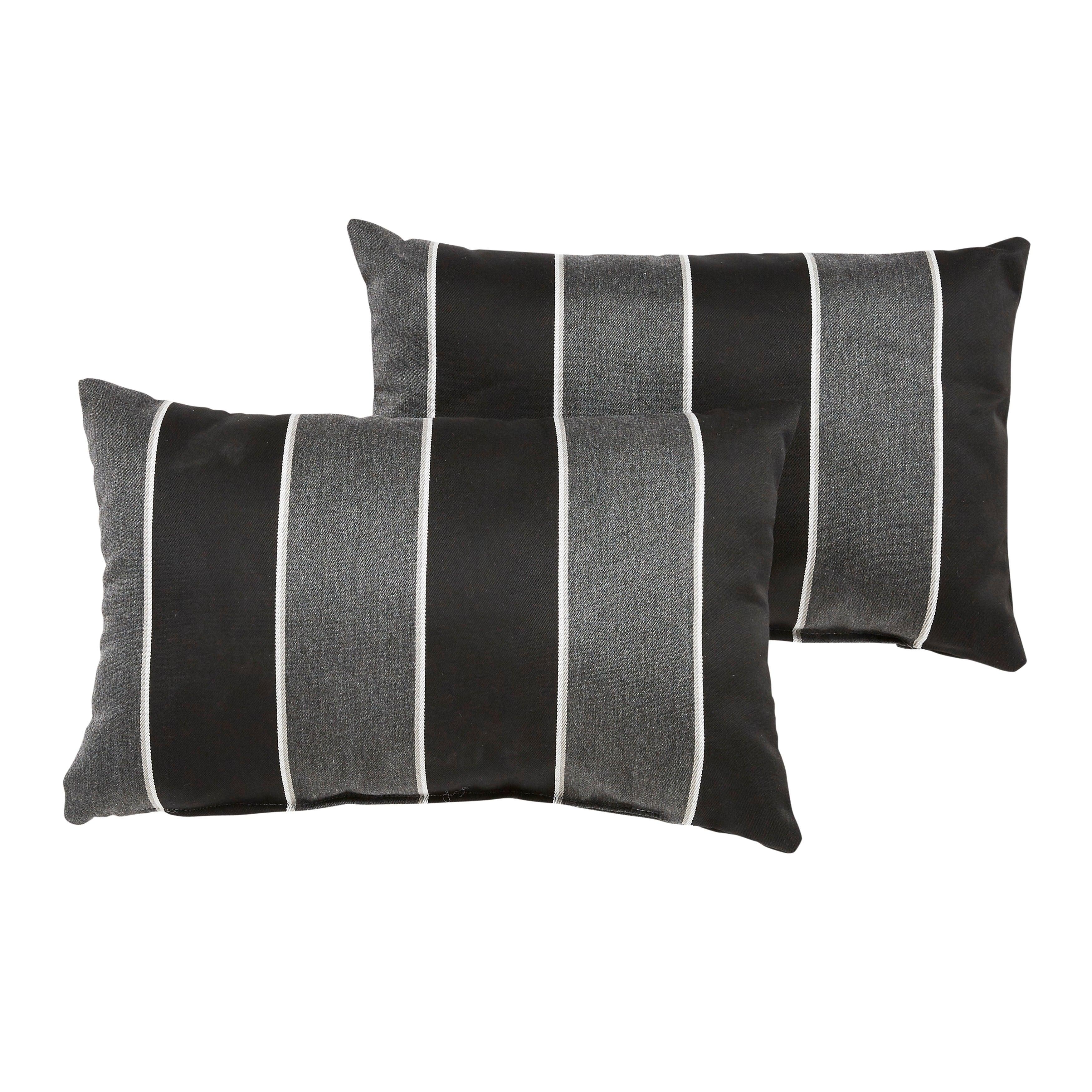 Sunbrella Peyton Granite Lumbar Pillow (Set of 2) - Sorra Home