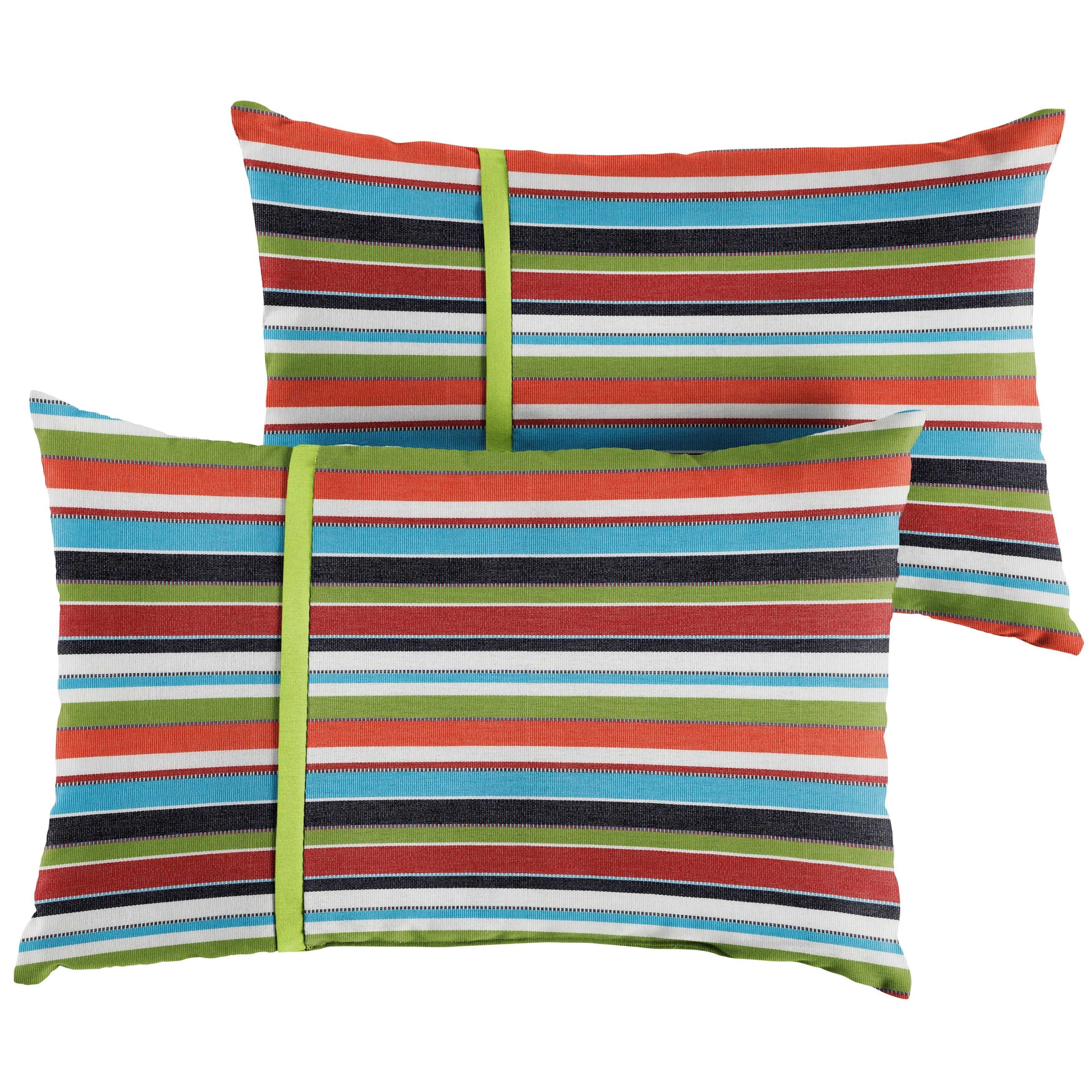 Sunbrella Carousel with Contrast Cording Pillow with Petite Flange (Set of 2) - Sorra Home