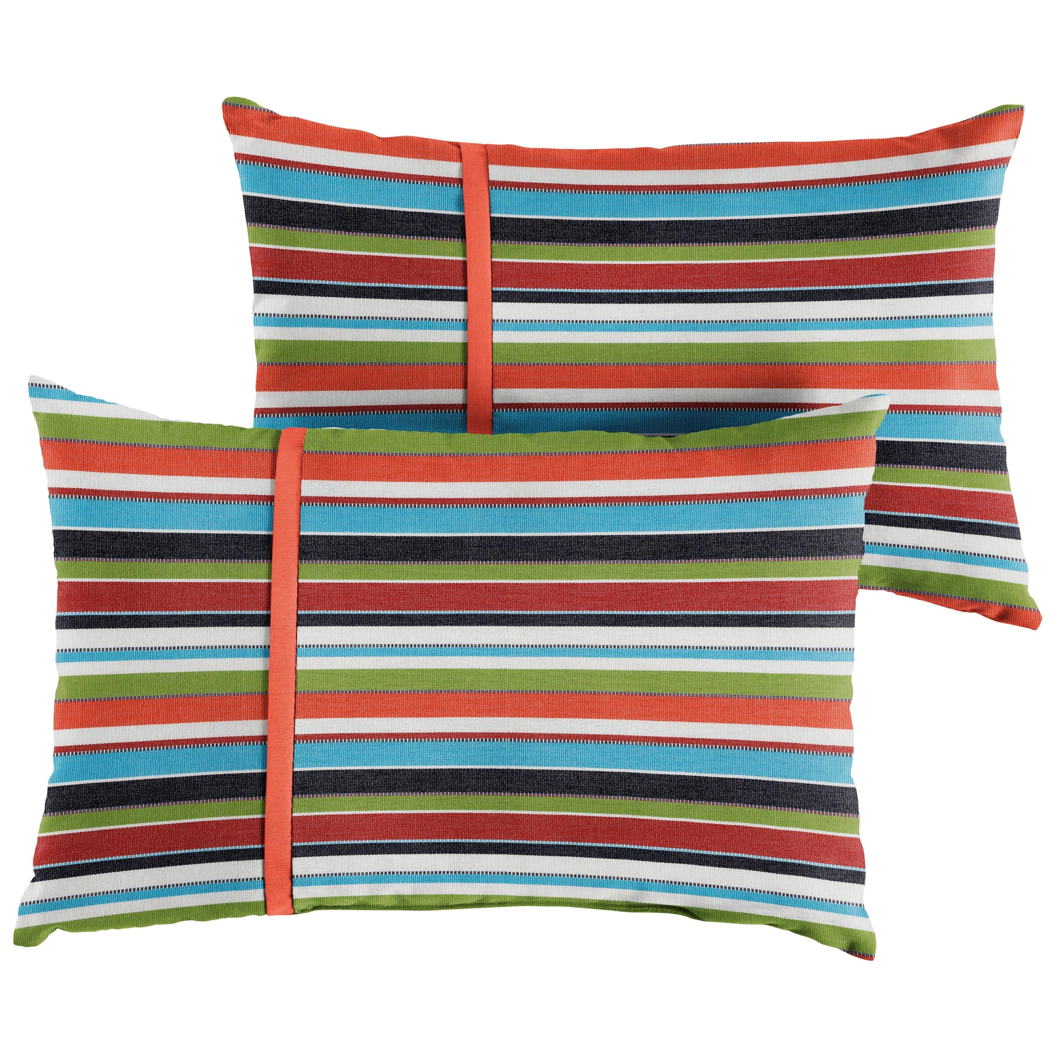 Sunbrella Carousel with Contrast Cording Pillow with Petite Flange (Set of 2) - Sorra Home
