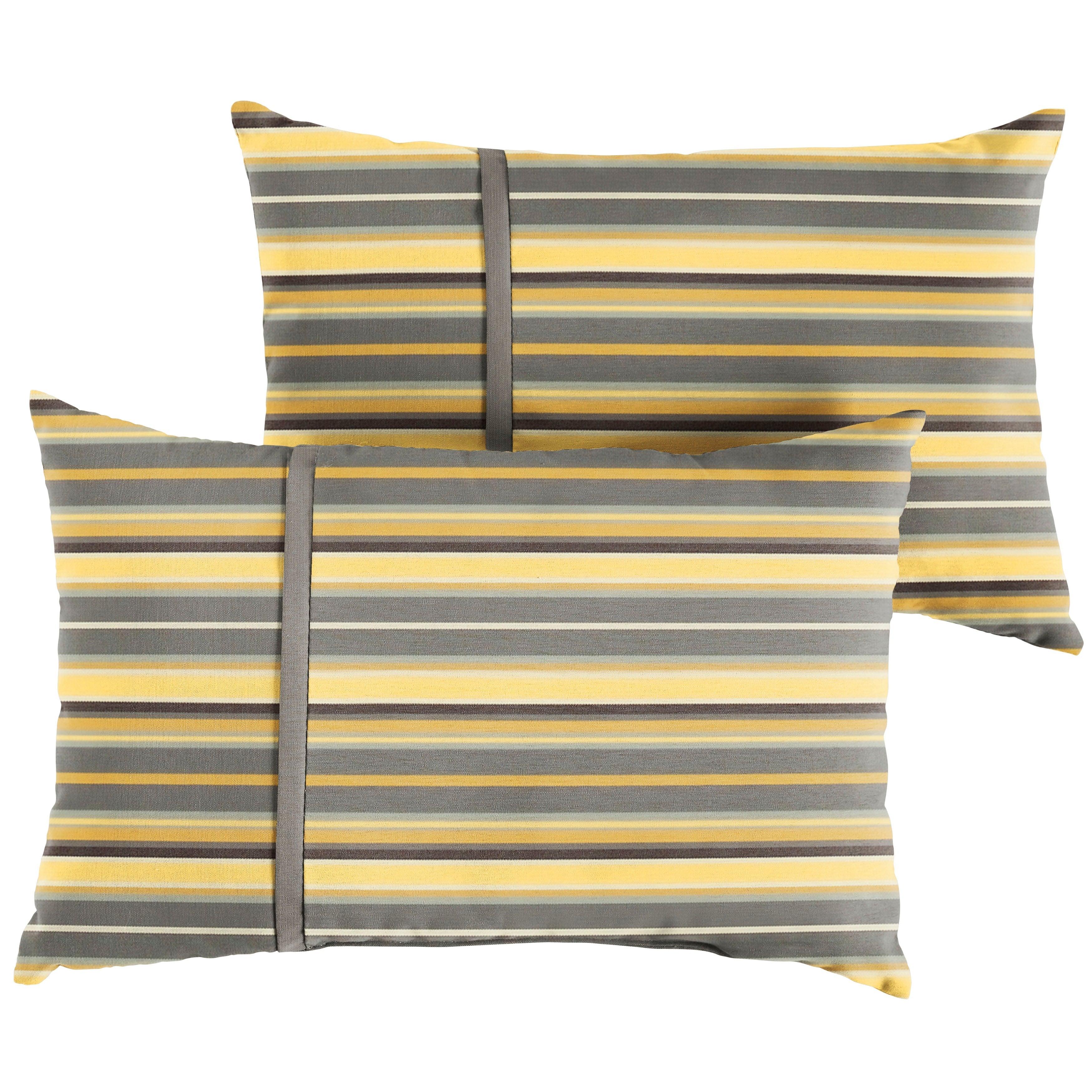 Sunbrella Foster Metallic with Contrast Cording Pillow with Petite Flange (Set of 2) - Sorra Home
