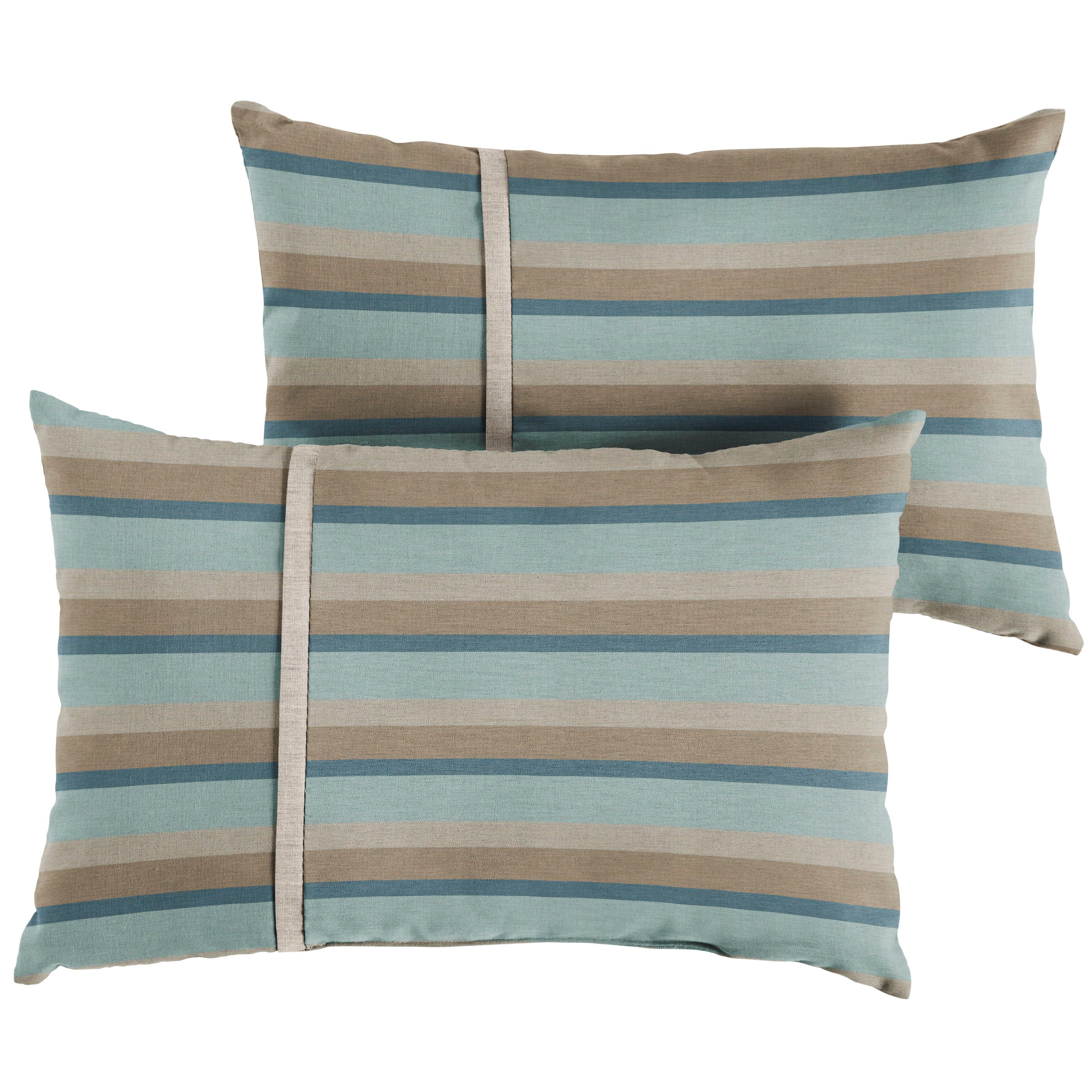 Sunbrella Mist with Contrast Cording Pillow with Petite Flange (Set of 2) - Sorra Home