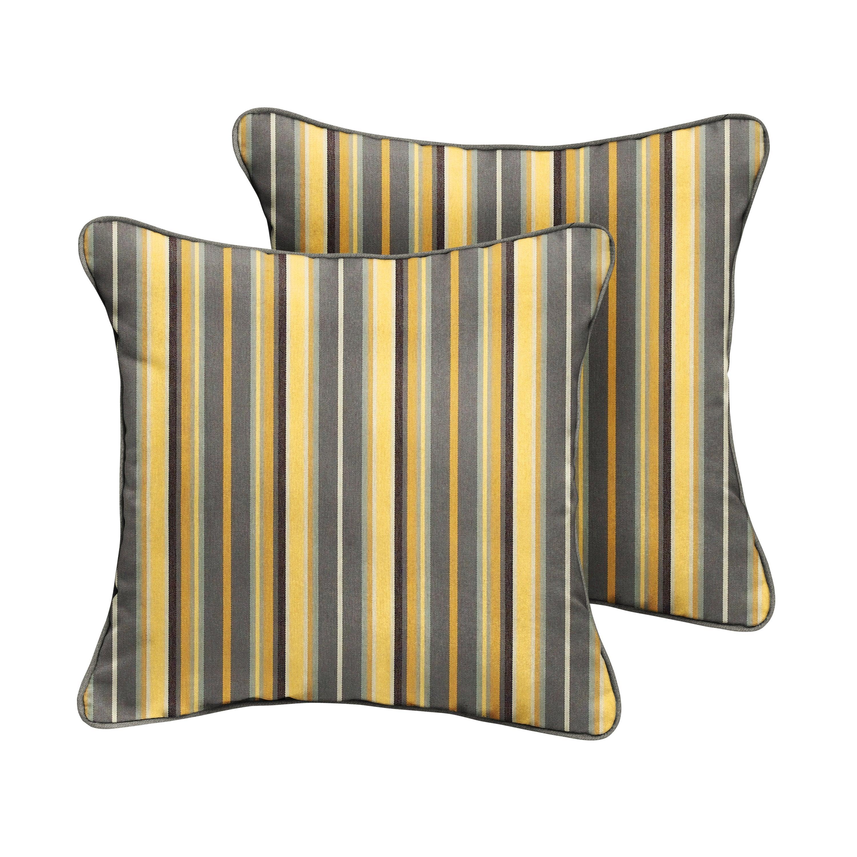 Sunbrella Foster Metallic with Contrast Cording Square Corded Pillow (Set of 2) - Sorra Home