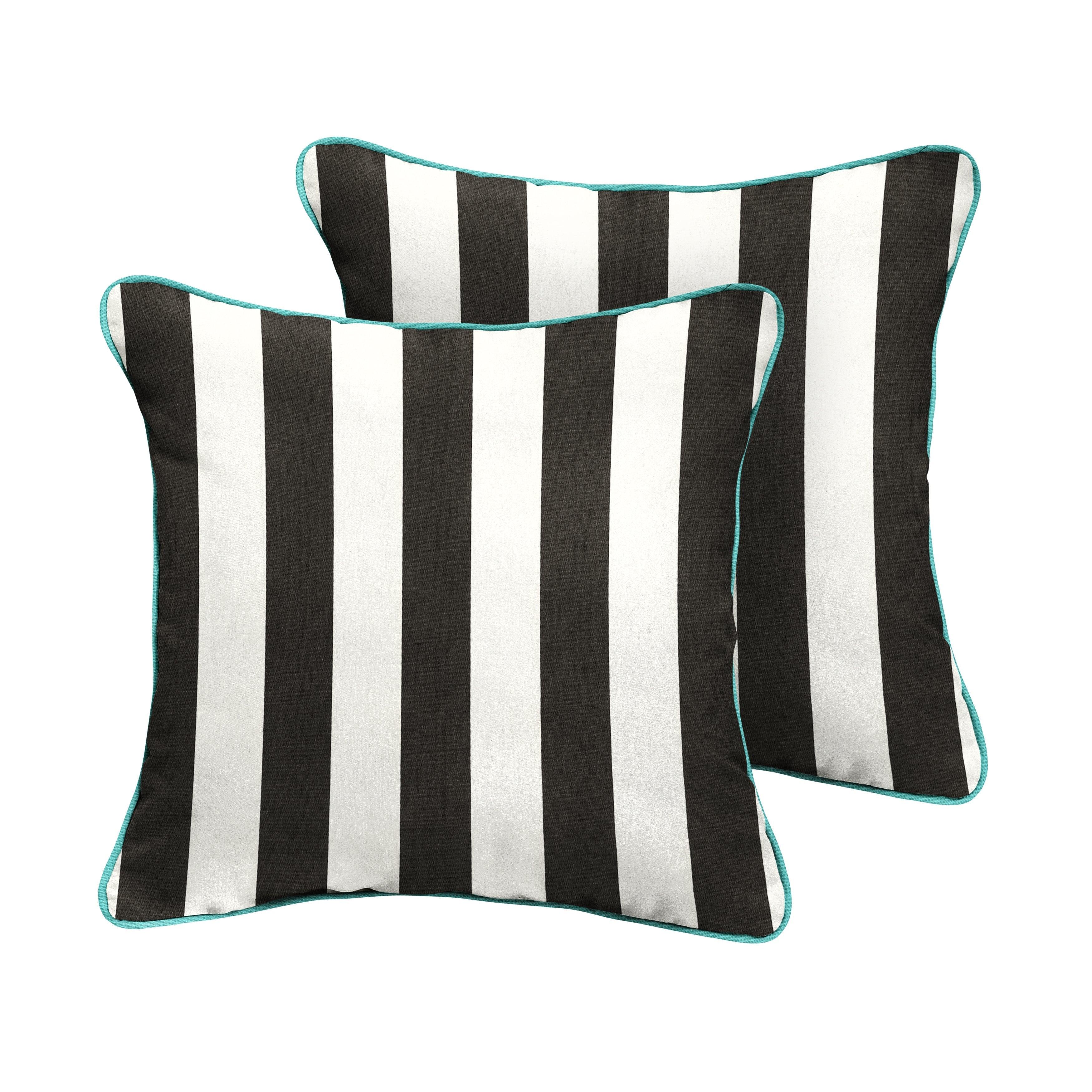 Sunbrella Cabana with Contrast Cording Square Corded Pillow (Set of 2) - Sorra Home