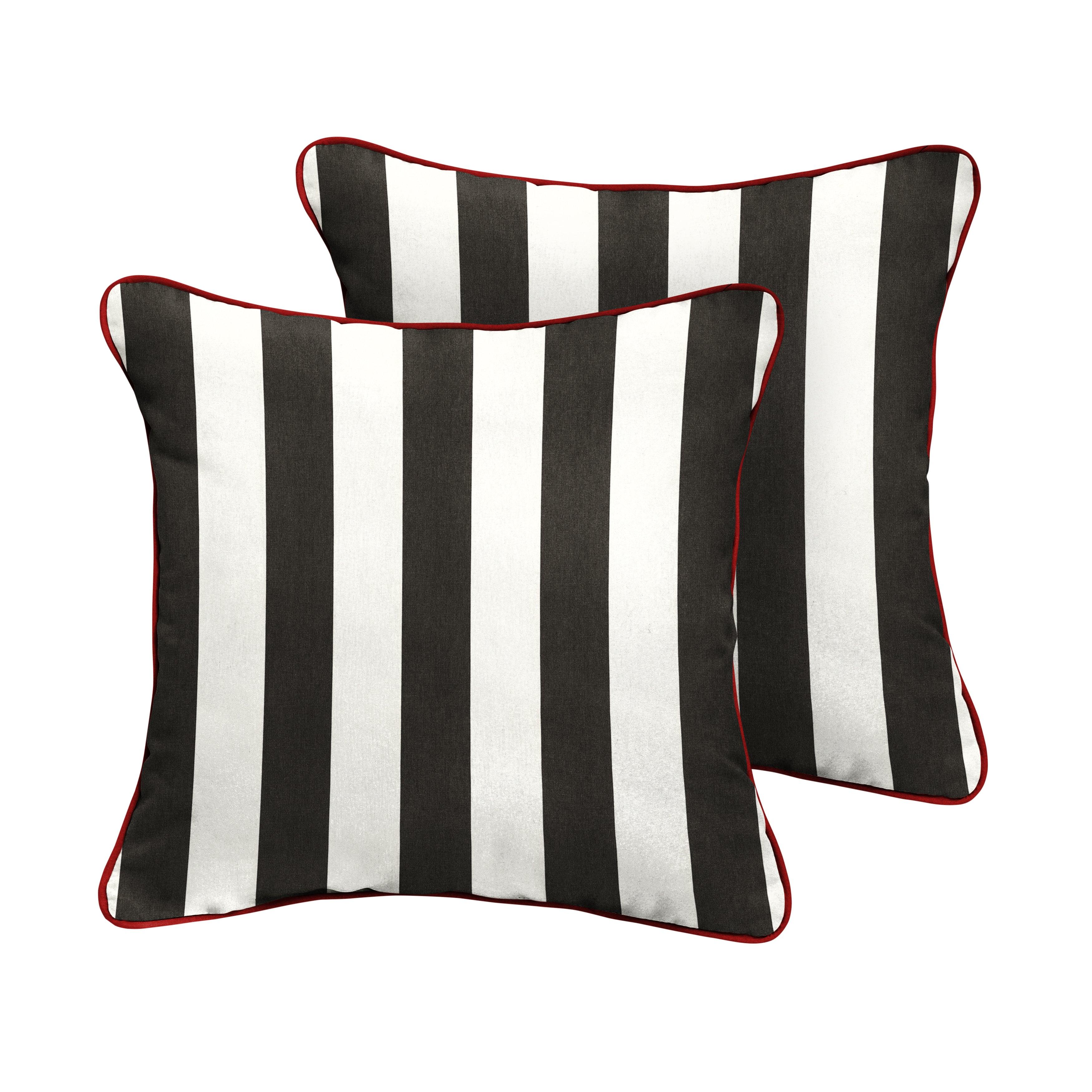 Sunbrella Cabana with Contrast Cording Square Corded Pillow (Set of 2) - Sorra Home