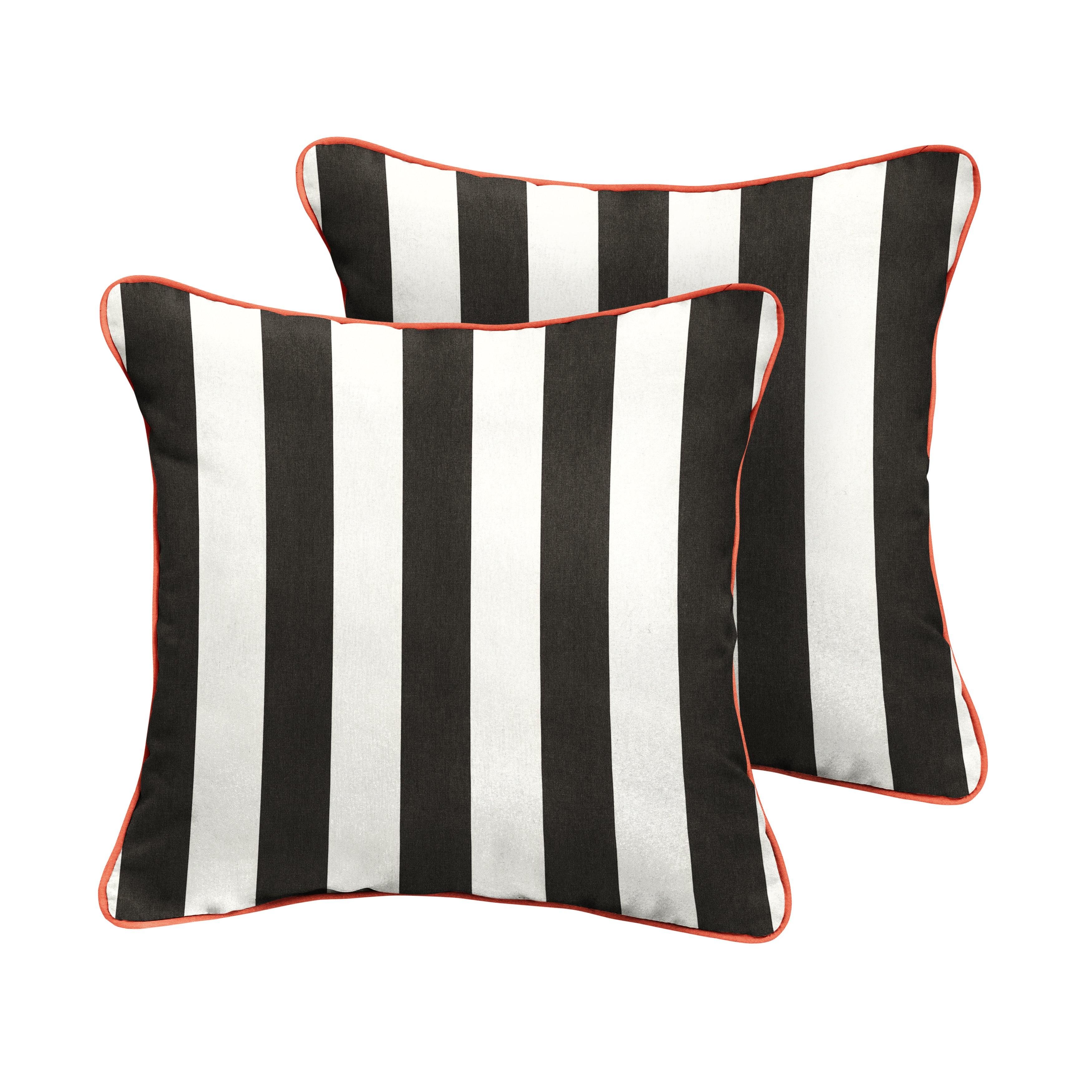 Sunbrella Cabana with Contrast Cording Square Corded Pillow (Set of 2) - Sorra Home