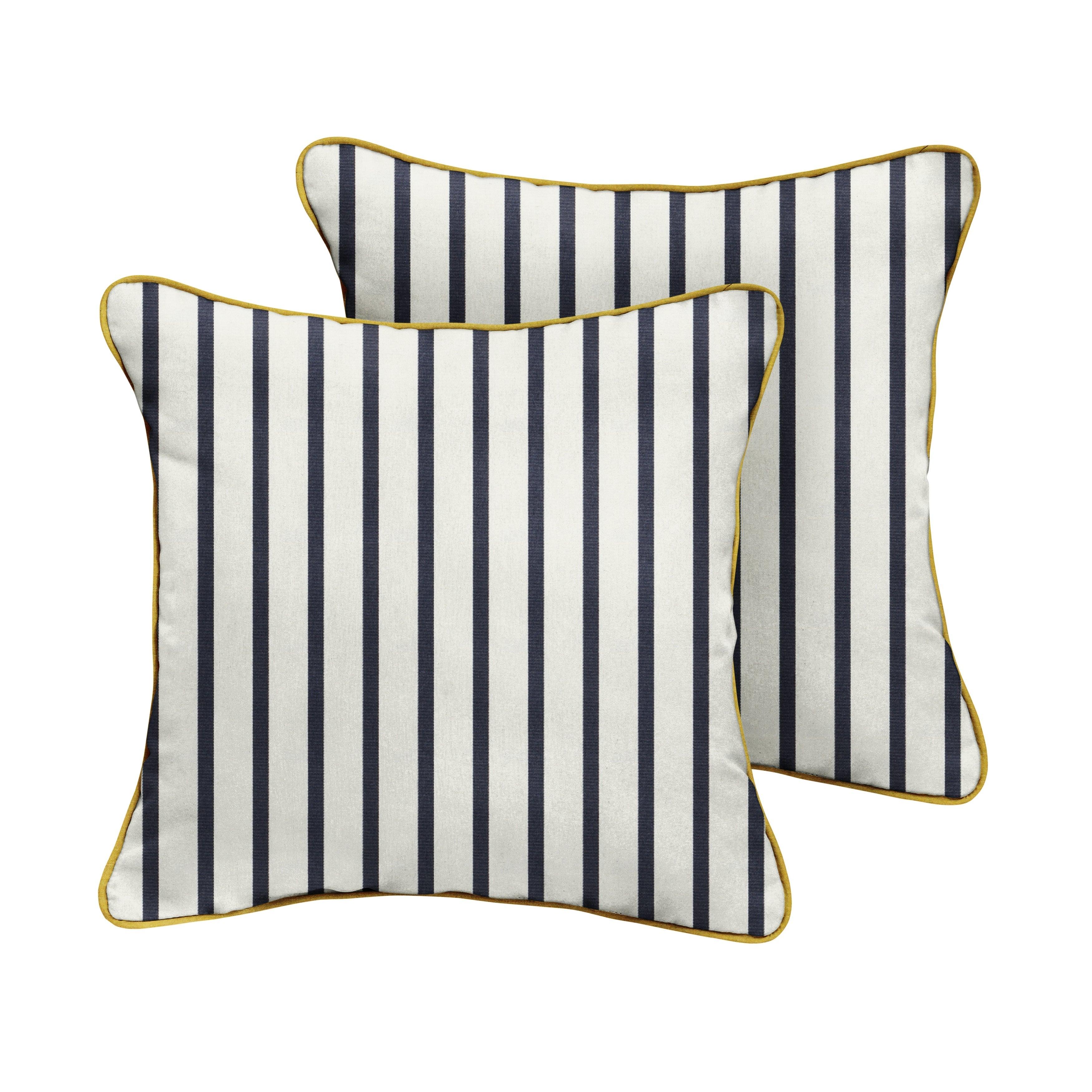 Sunbrella Lido with Contrast Cording Square Corded Pillow (Set of 2) - Sorra Home