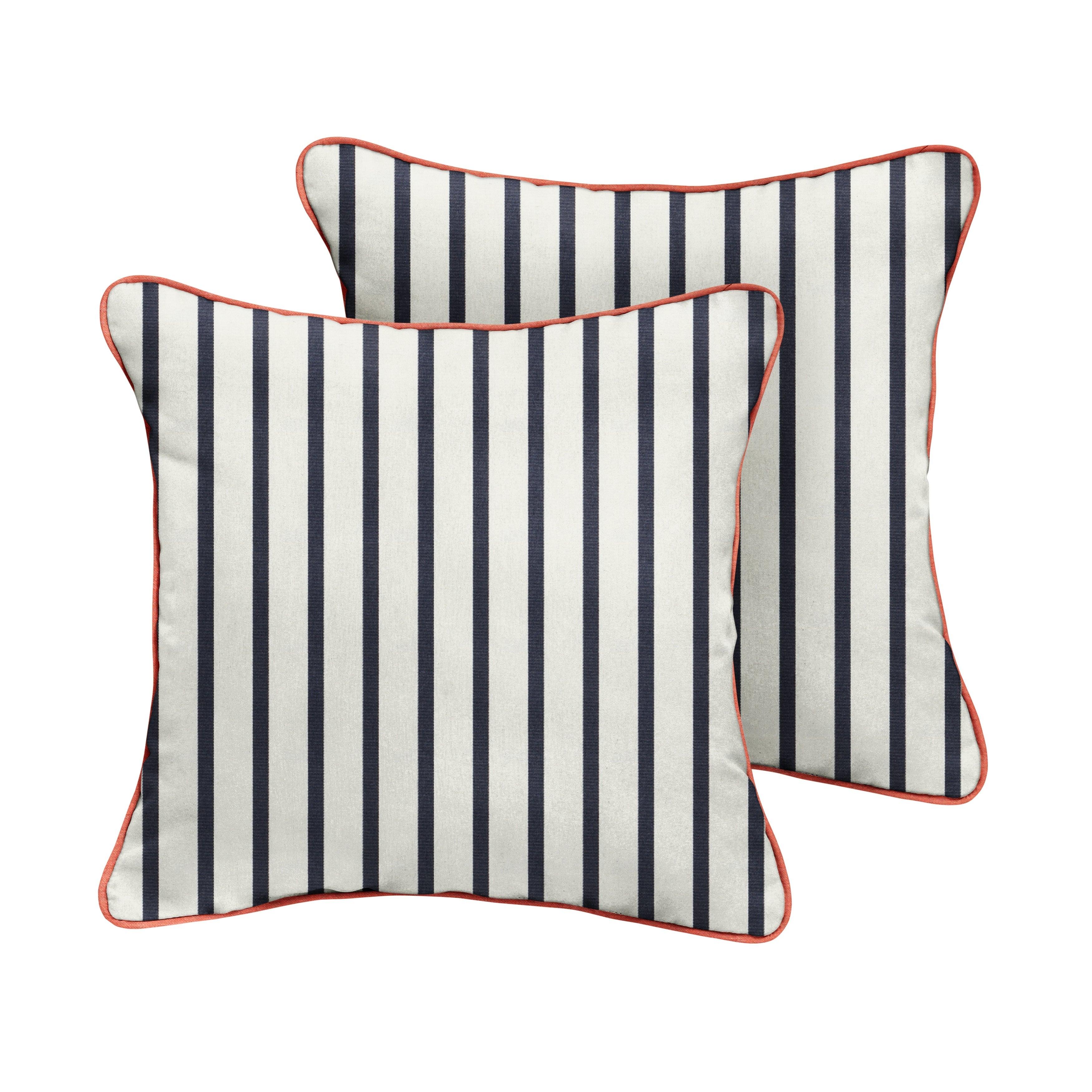 Sunbrella Lido with Contrast Cording Square Corded Pillow (Set of 2) - Sorra Home