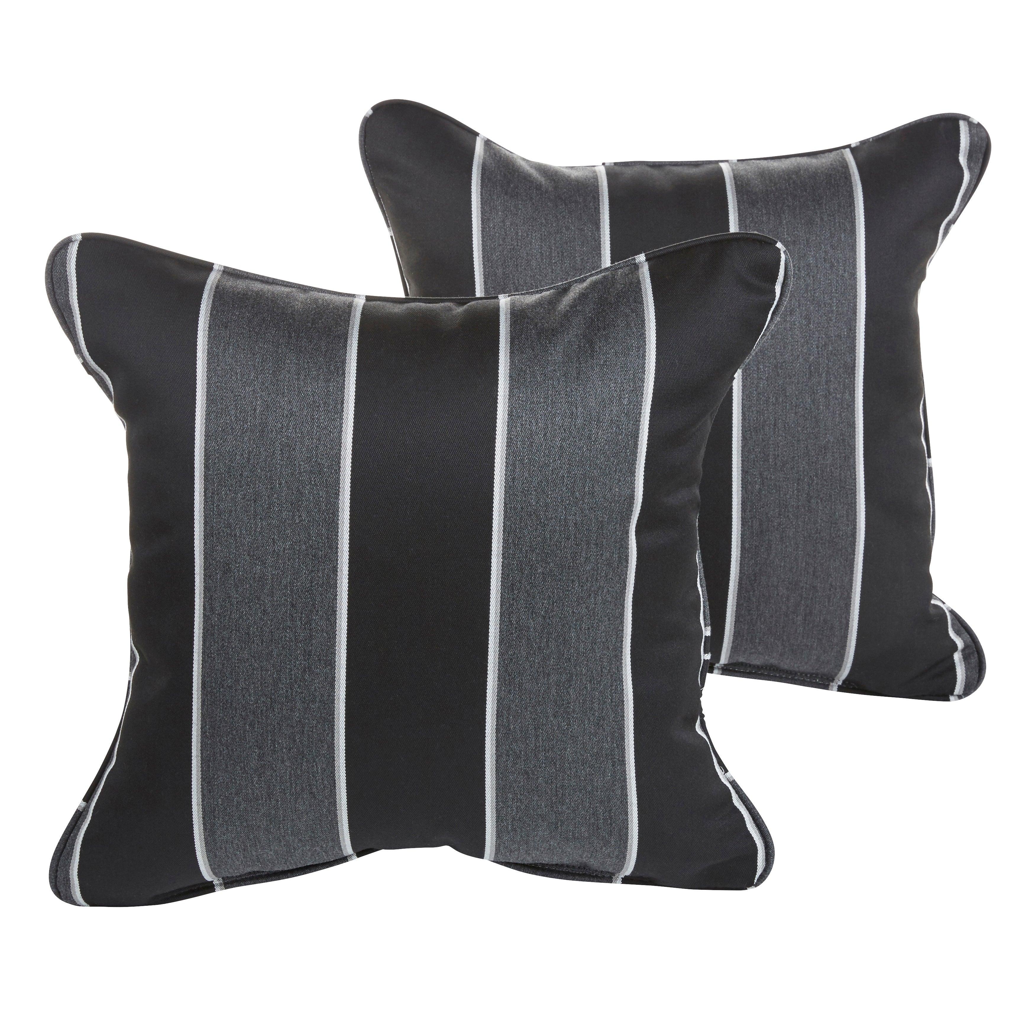 Sunbrella Peyton Granite Square Corded Pillow (Set of 2) - Sorra Home