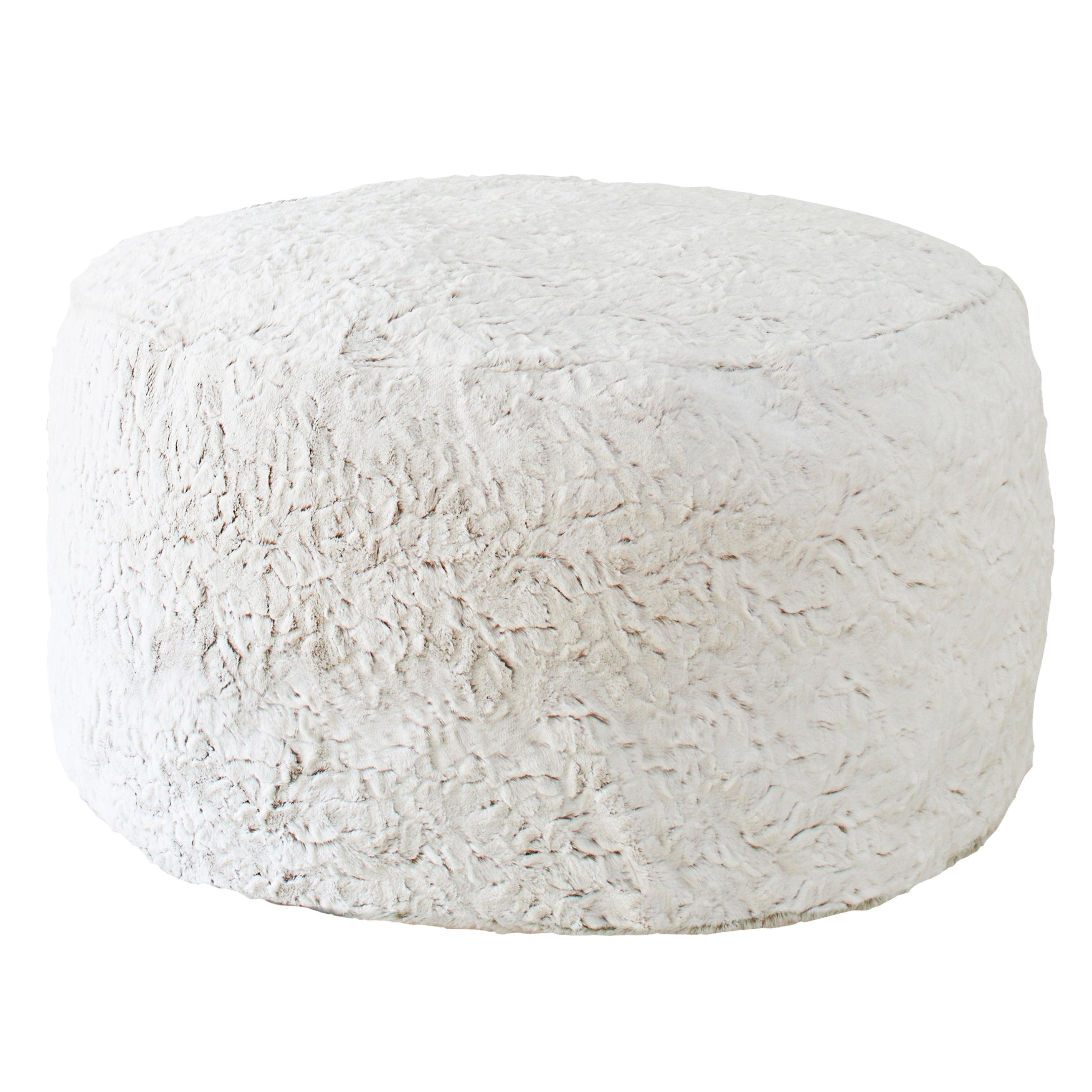 Round Fauxchilla Indoor Bean Pouf - Sorra Home