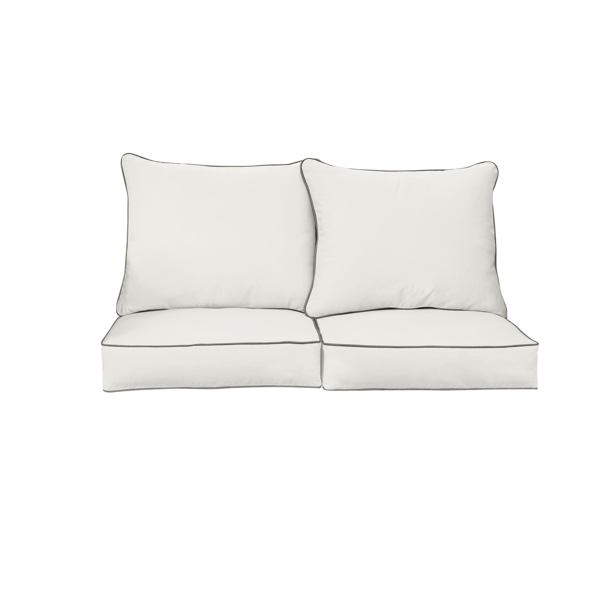Sunbrella Canvas Deep Seating Loveseat Pillow & Cushion Set - Sorra Home