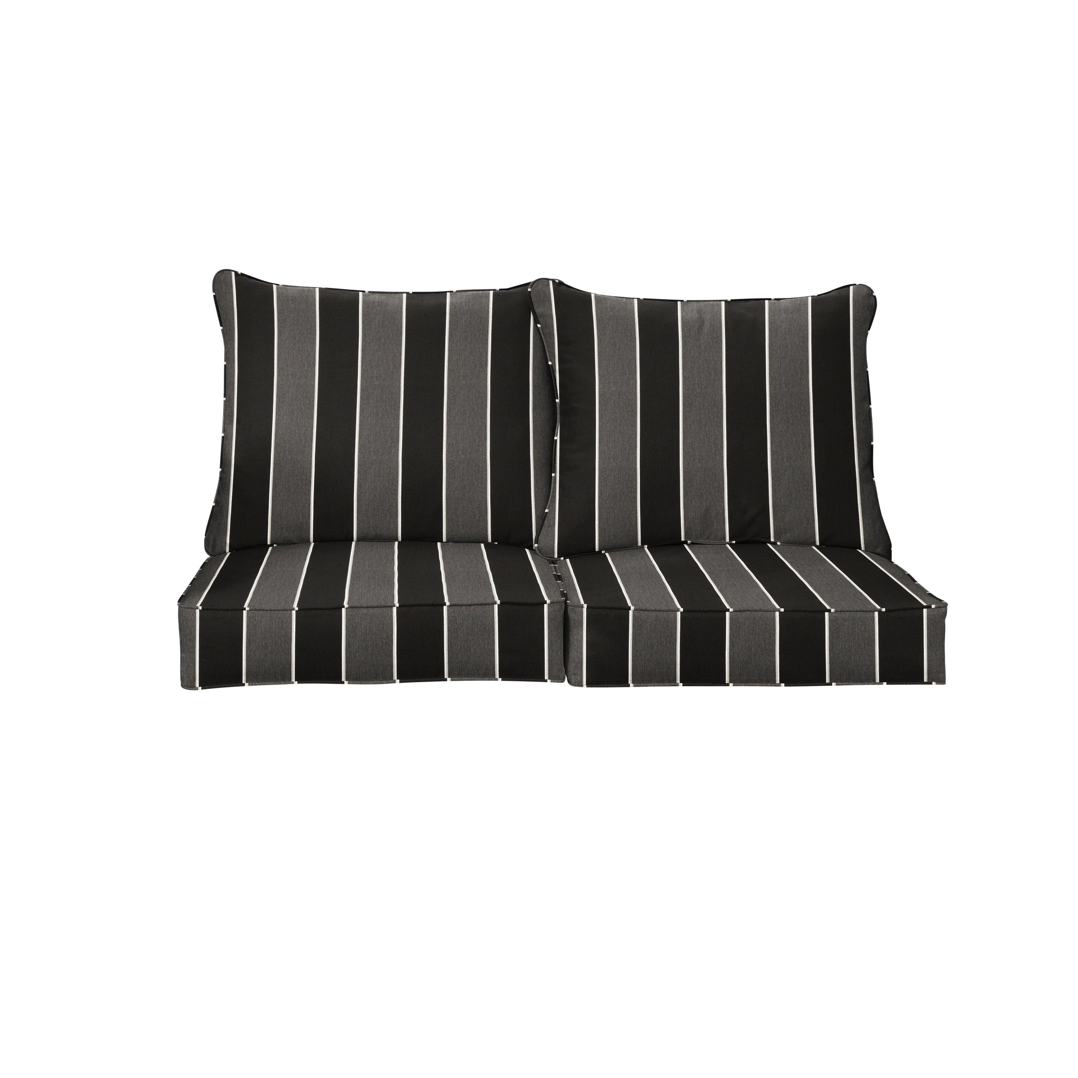 Sunbrella Peyton Granite Deep Seating Loveseat Pillow & Cushion Set - Sorra Home