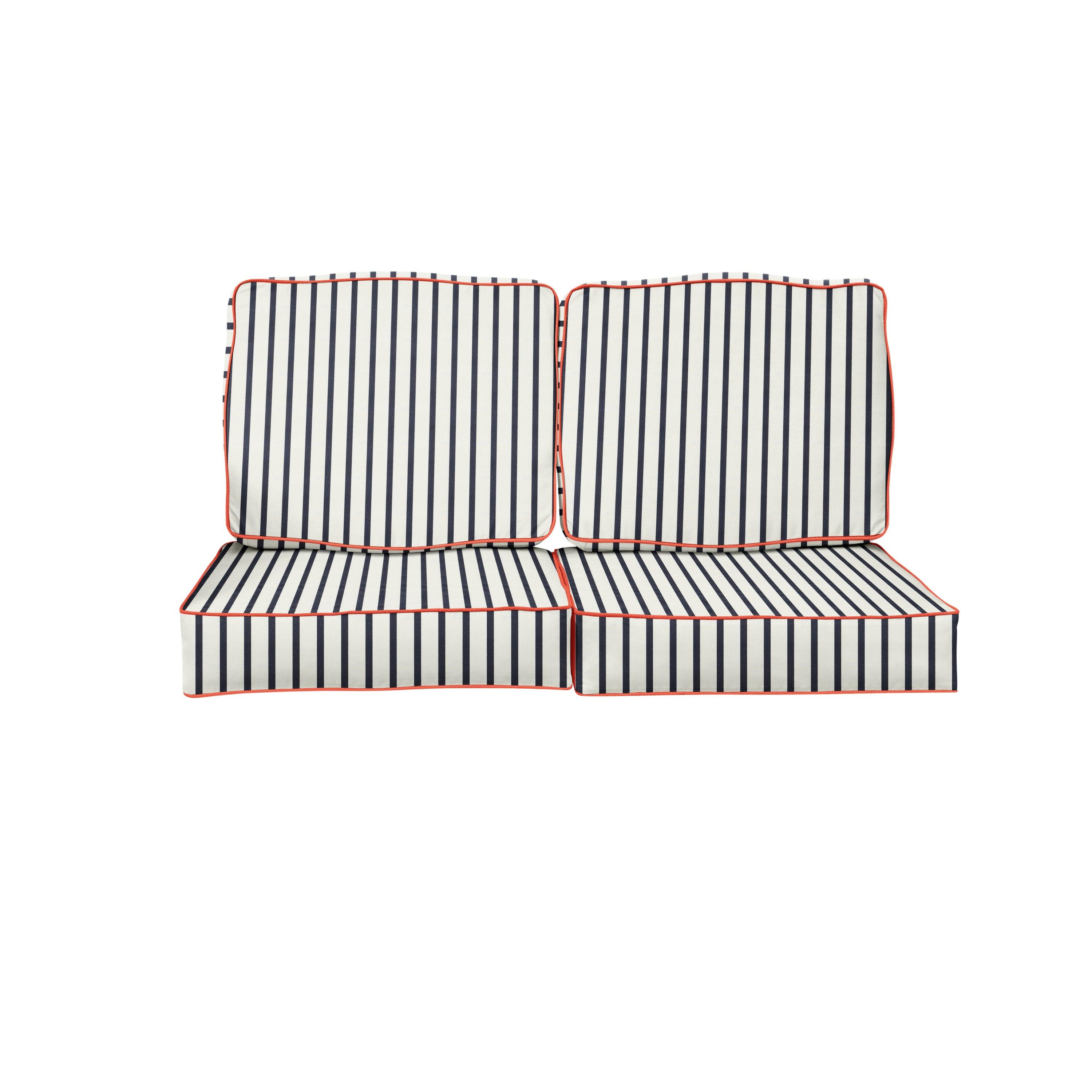 Sunbrella Lido with Contrast Cording Deep Seating Loveseat Cushion Set - Sorra Home