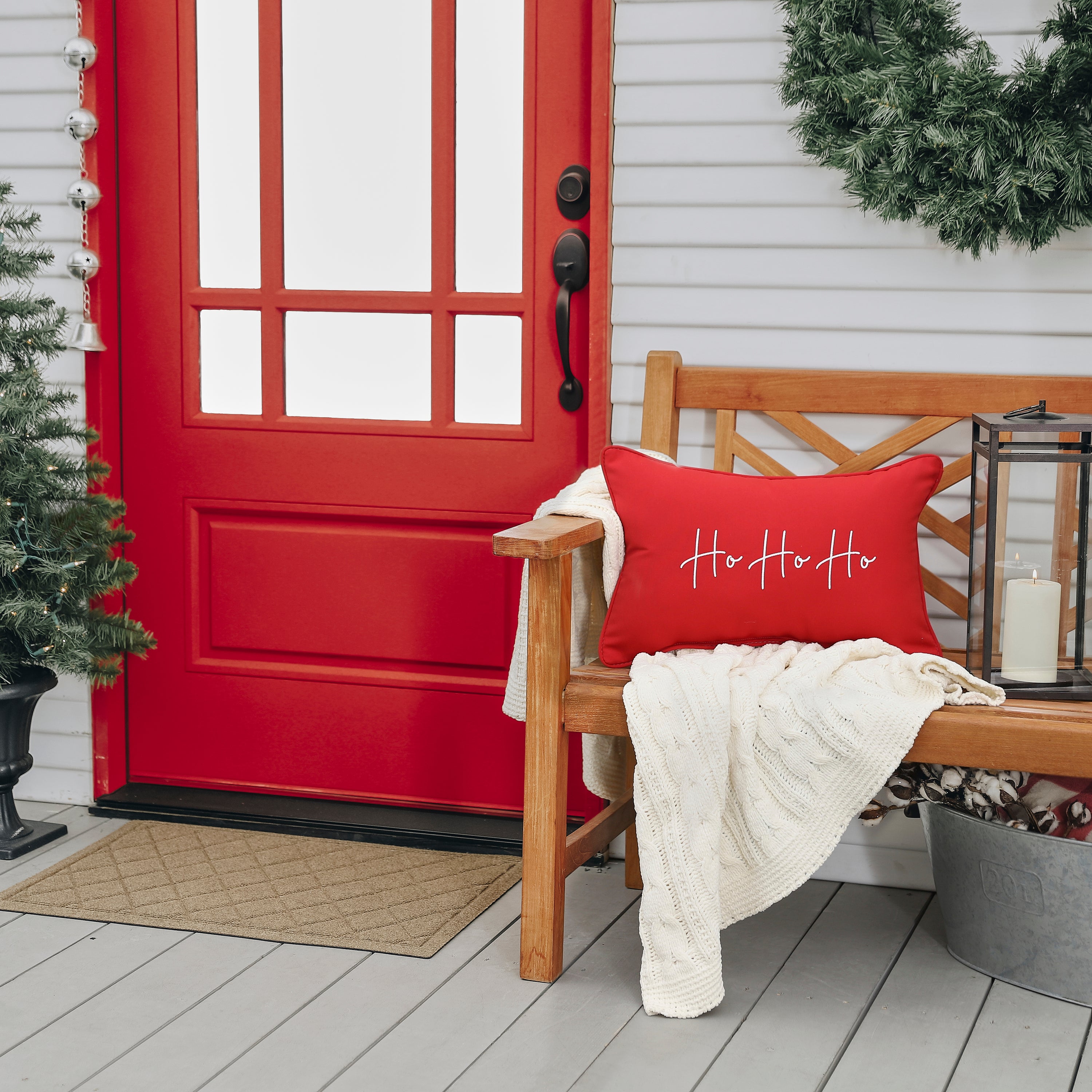 Sunbrella Rectangle Holiday Embroidered Outdoor Pillow