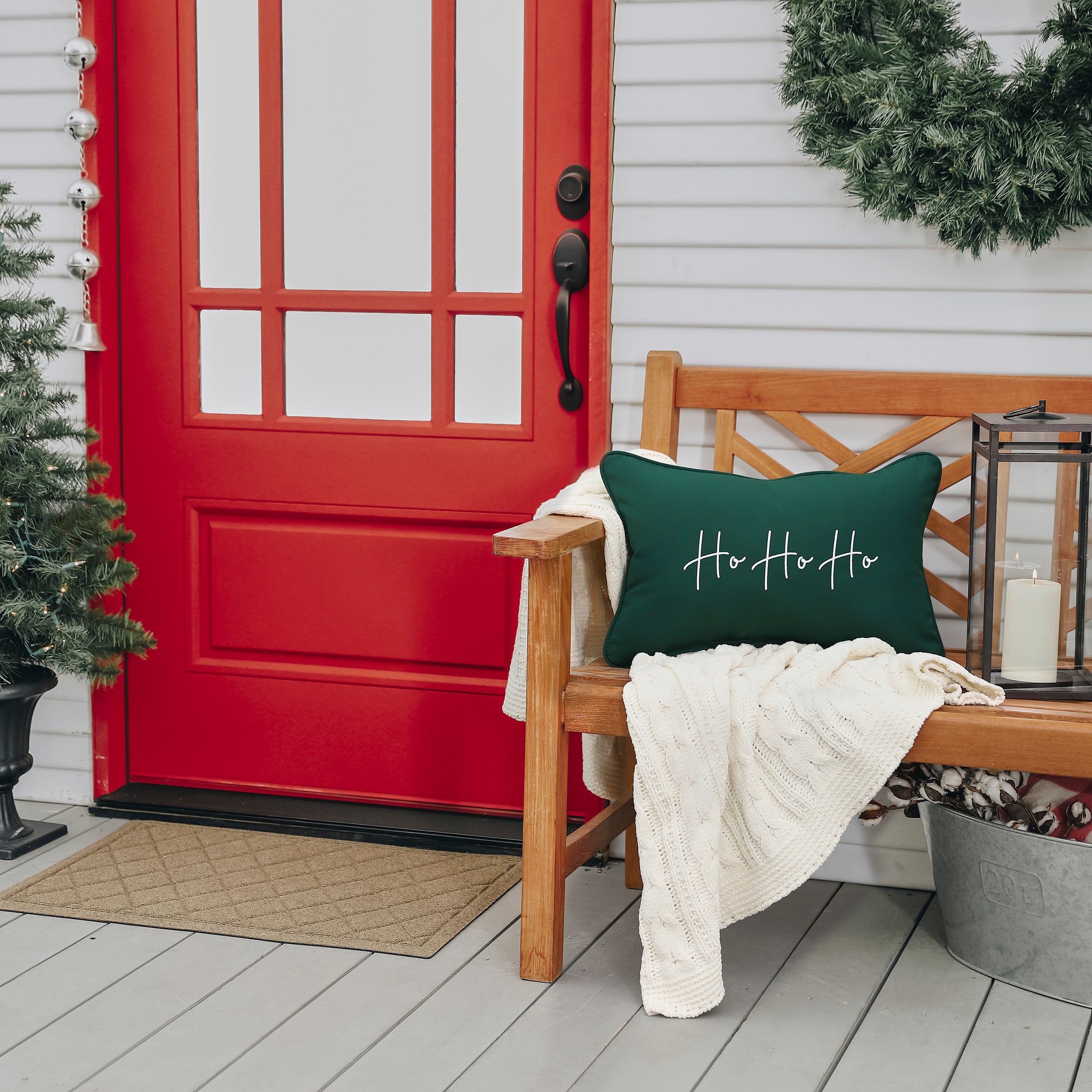 Sunbrella Rectangle Holiday Embroidered Outdoor Pillow