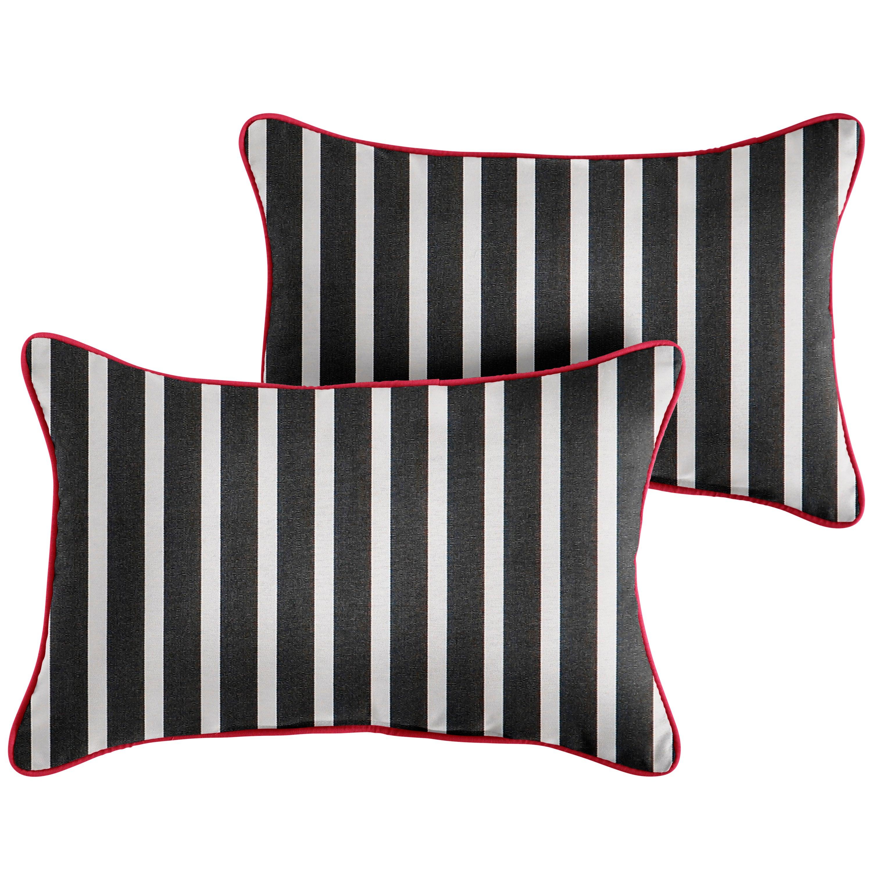 Sunbrella Shore with Contrast Cording Lumbar Corded Pillow (SET OF 2) - Sorra Home