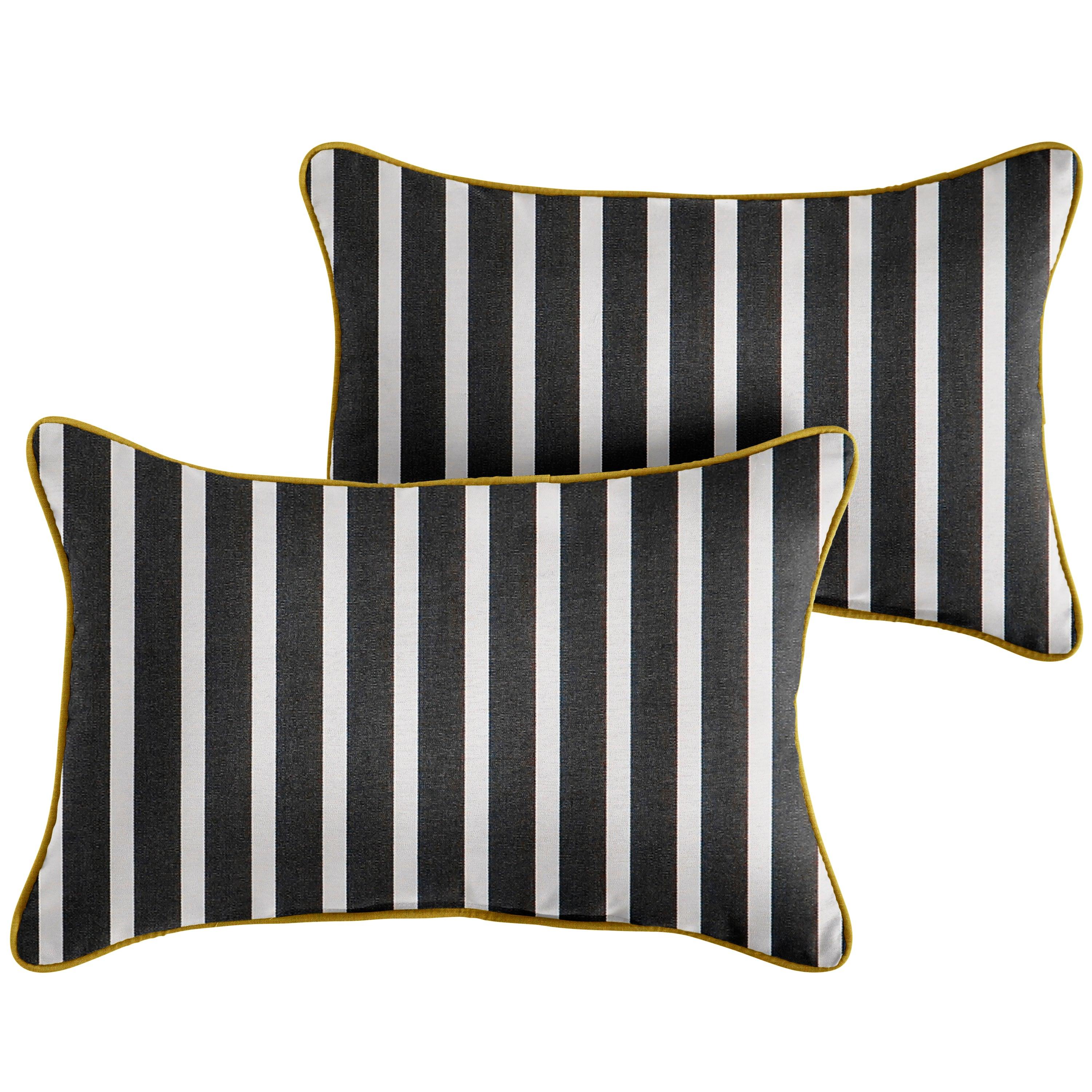 Sunbrella Shore with Contrast Cording Lumbar Corded Pillow (SET OF 2) - Sorra Home