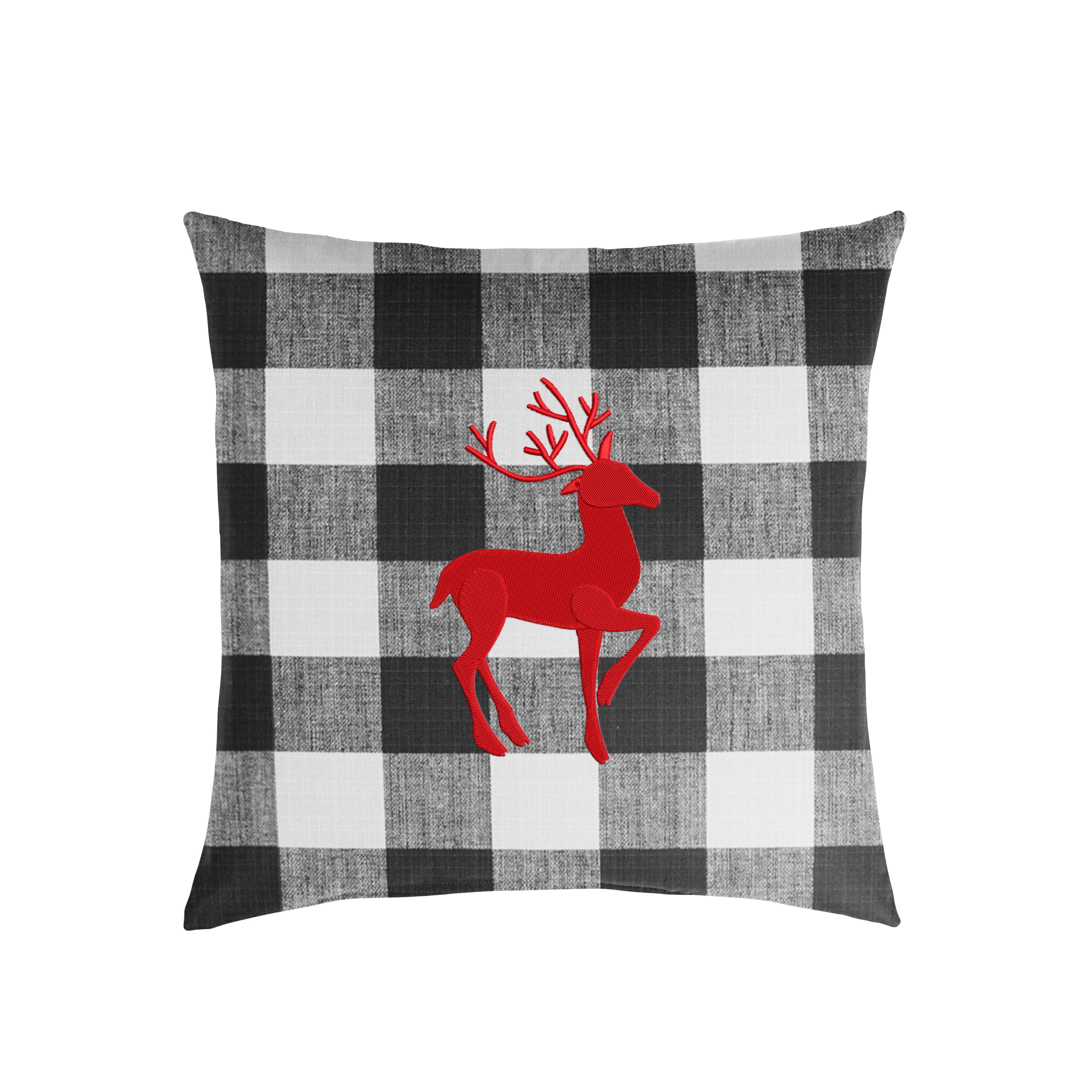 Square Holiday Embroidered Outdoor Pillow