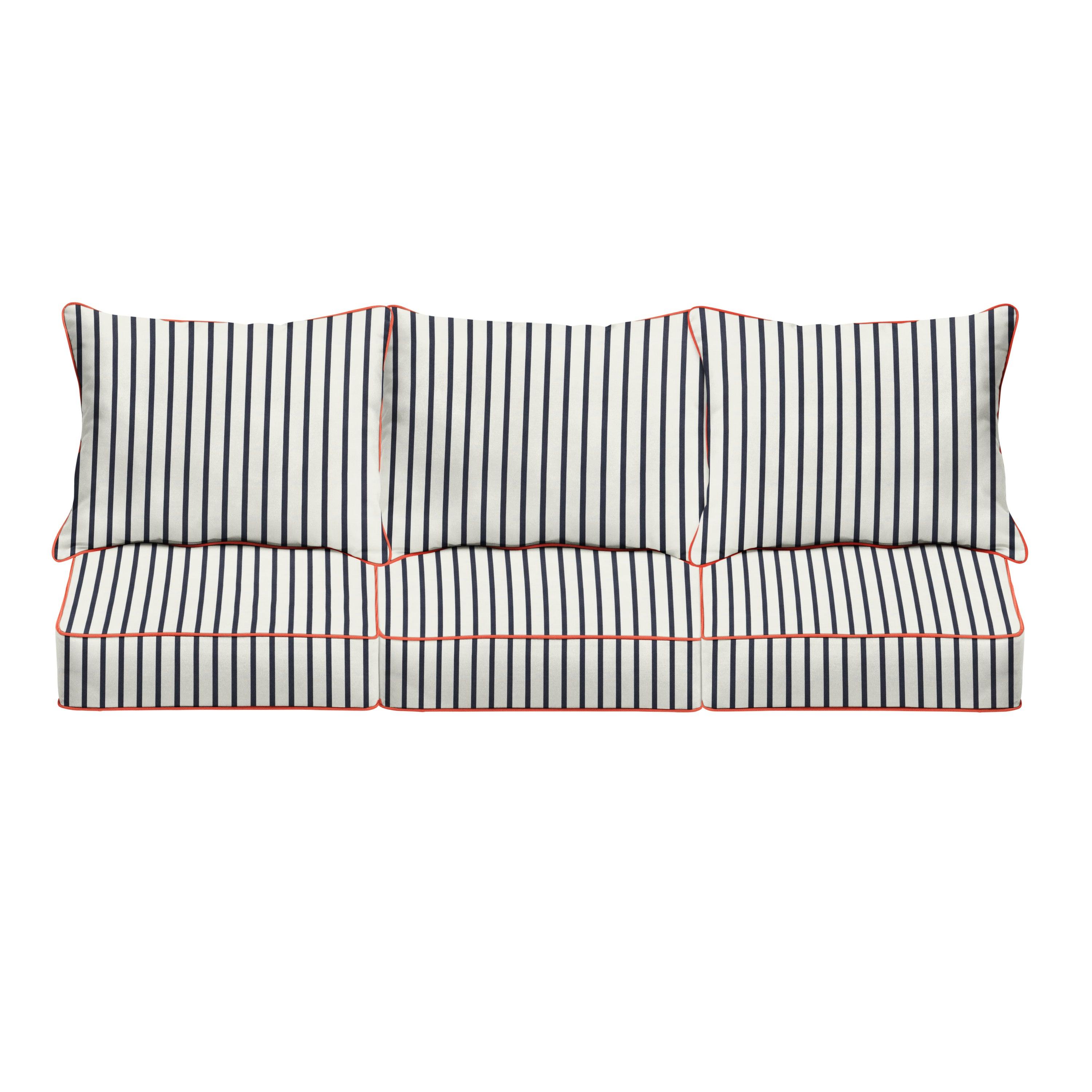 Sunbrella Lido with Contrast Cording Deep Seating Sofa Pillow & Cushion Set - Sorra Home