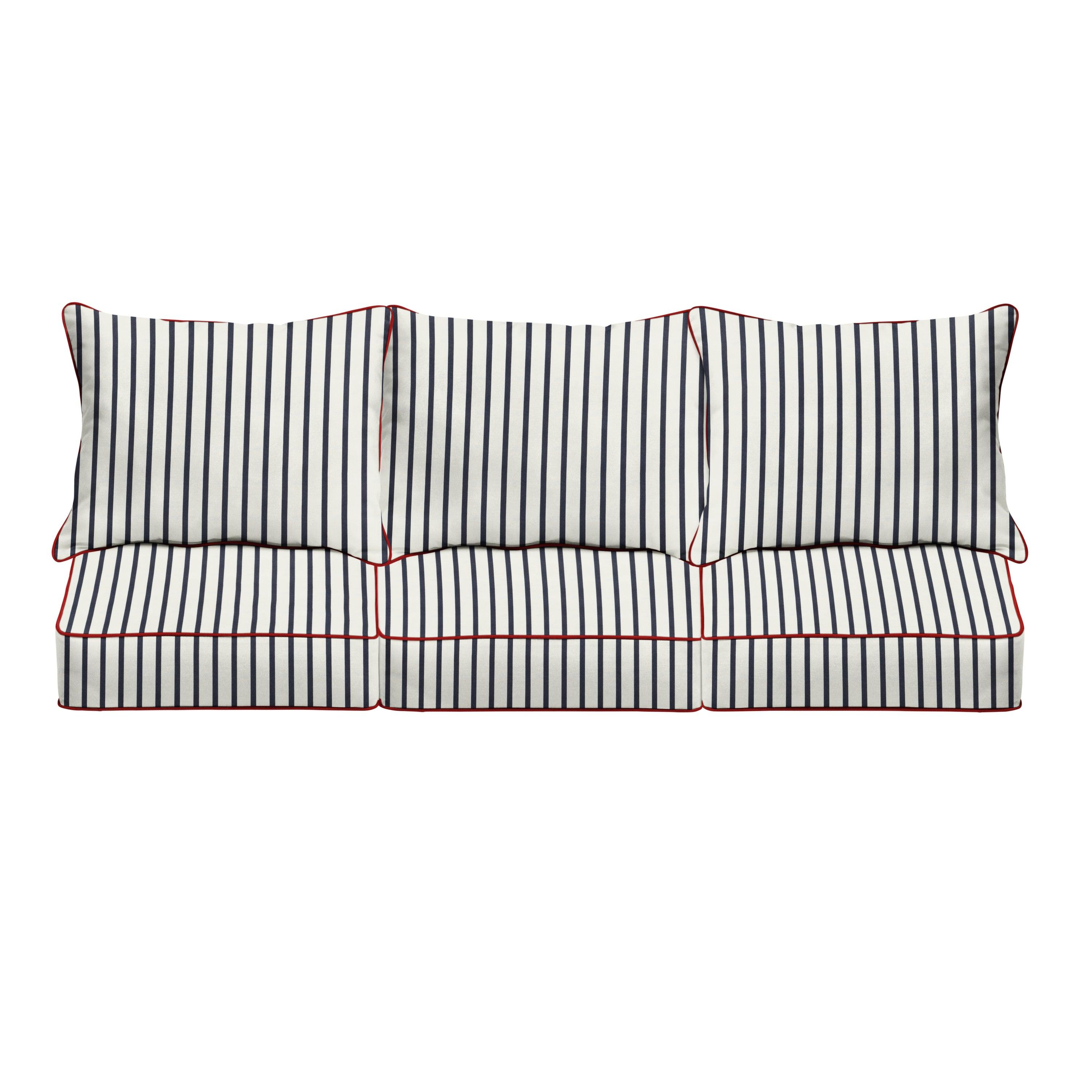 Sunbrella Lido with Contrast Cording Deep Seating Sofa Pillow & Cushion Set - Sorra Home