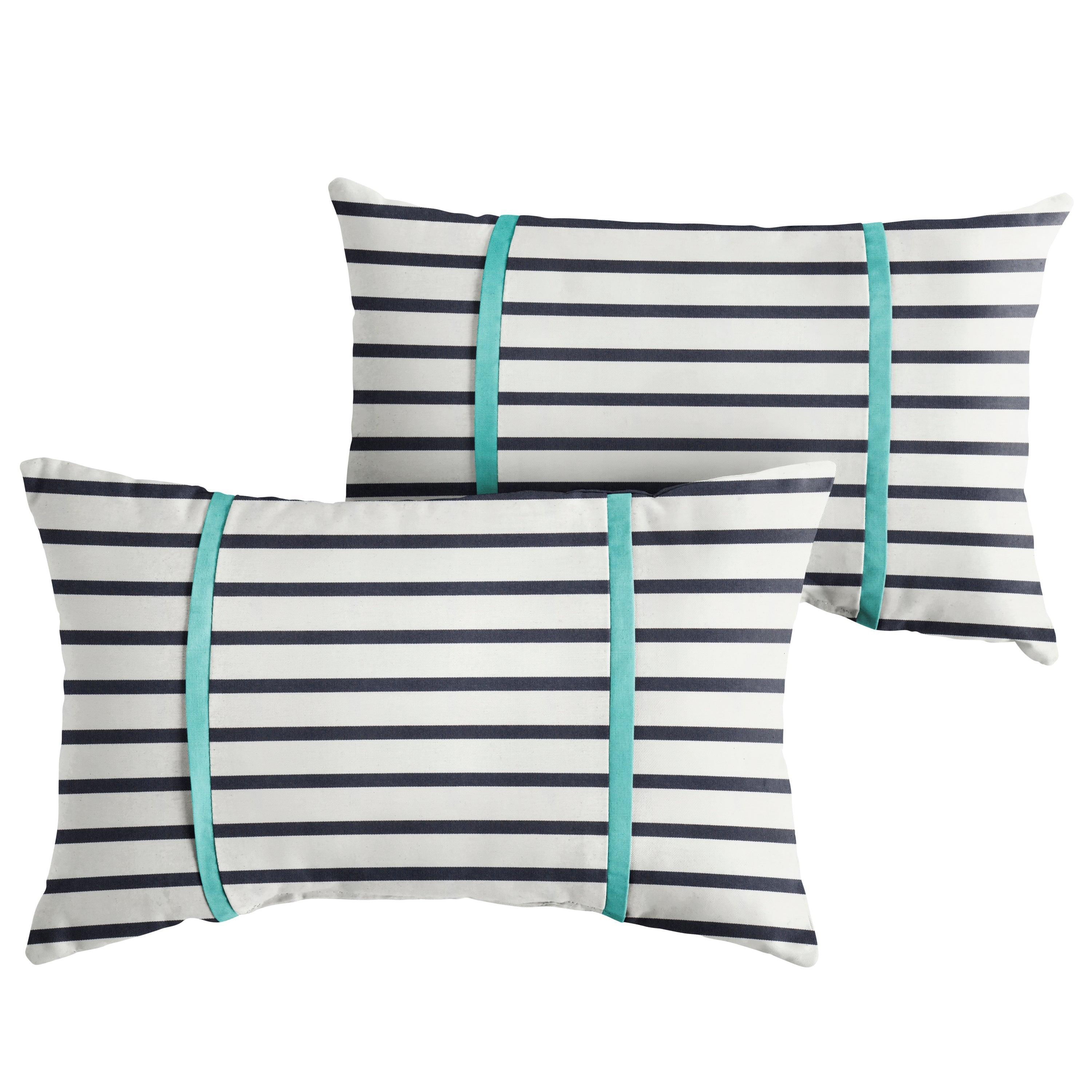 Sunbrella Lido with Contrast Cording Pillow with Double Petite Flange (Set of 2) - Sorra Home