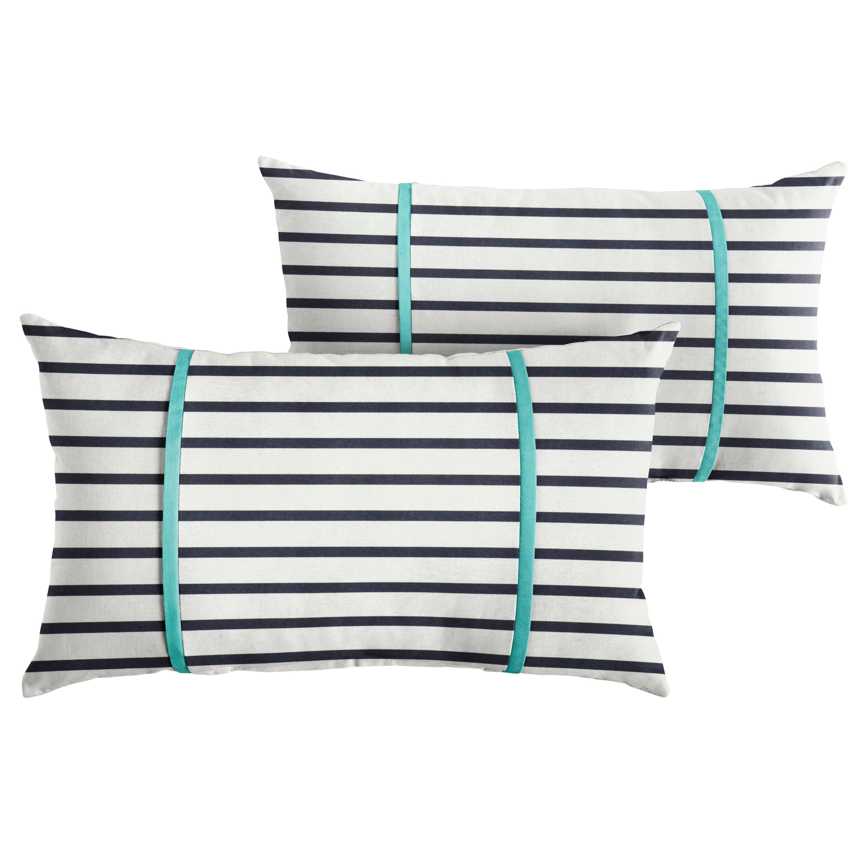 Sunbrella Lido with Contrast Cording Pillow with Double Petite Flange (Set of 2) - Sorra Home