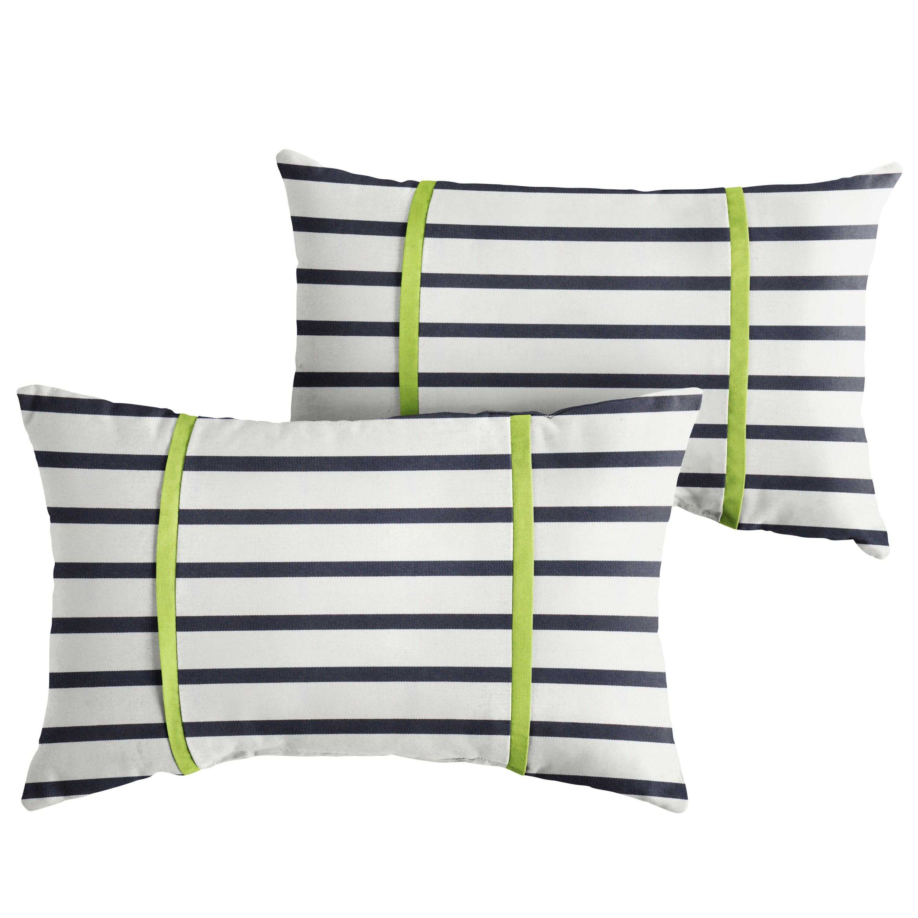 Sunbrella Lido with Contrast Cording Pillow with Double Petite Flange (Set of 2) - Sorra Home
