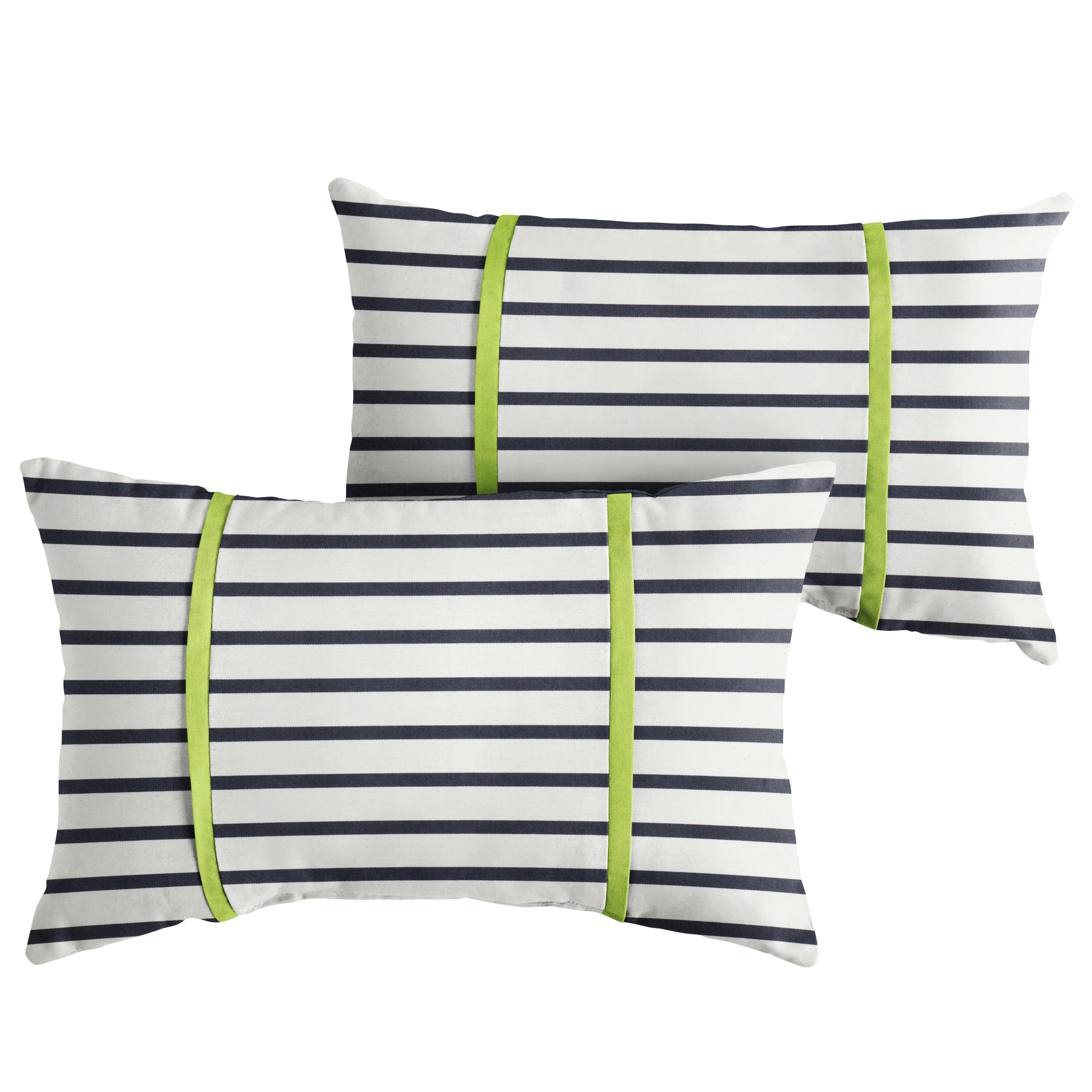 Sunbrella Lido with Contrast Cording Pillow with Double Petite Flange (Set of 2) - Sorra Home