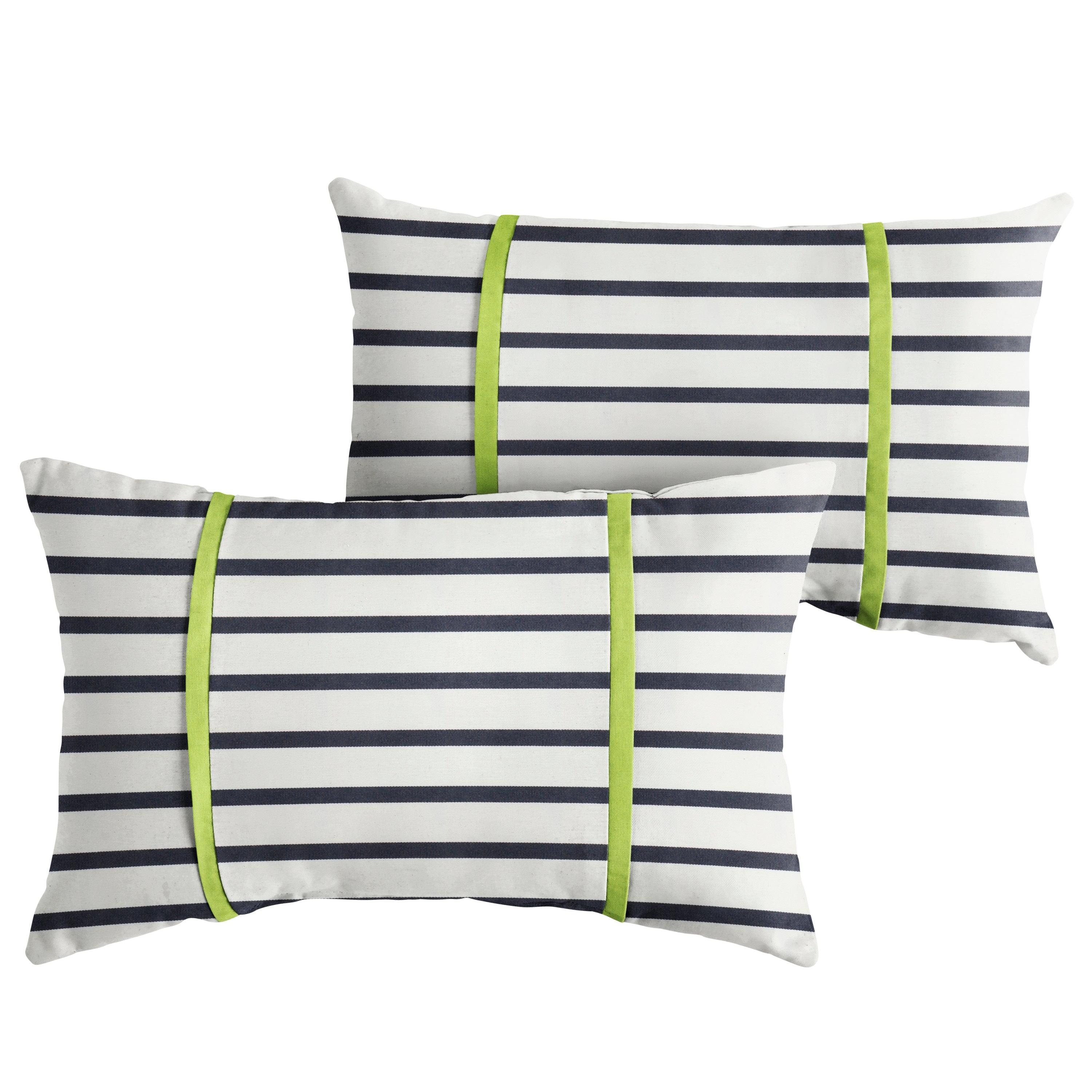 Sunbrella Lido with Contrast Cording Pillow with Double Petite Flange (Set of 2) - Sorra Home