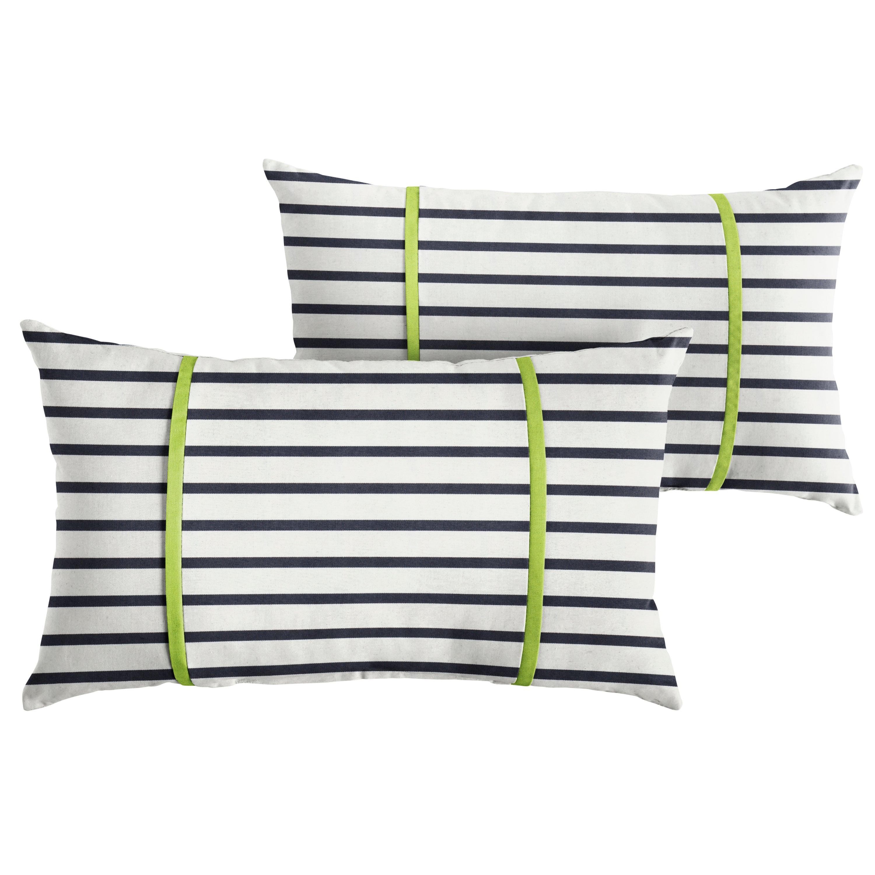 Sunbrella Lido with Contrast Cording Pillow with Double Petite Flange (Set of 2) - Sorra Home