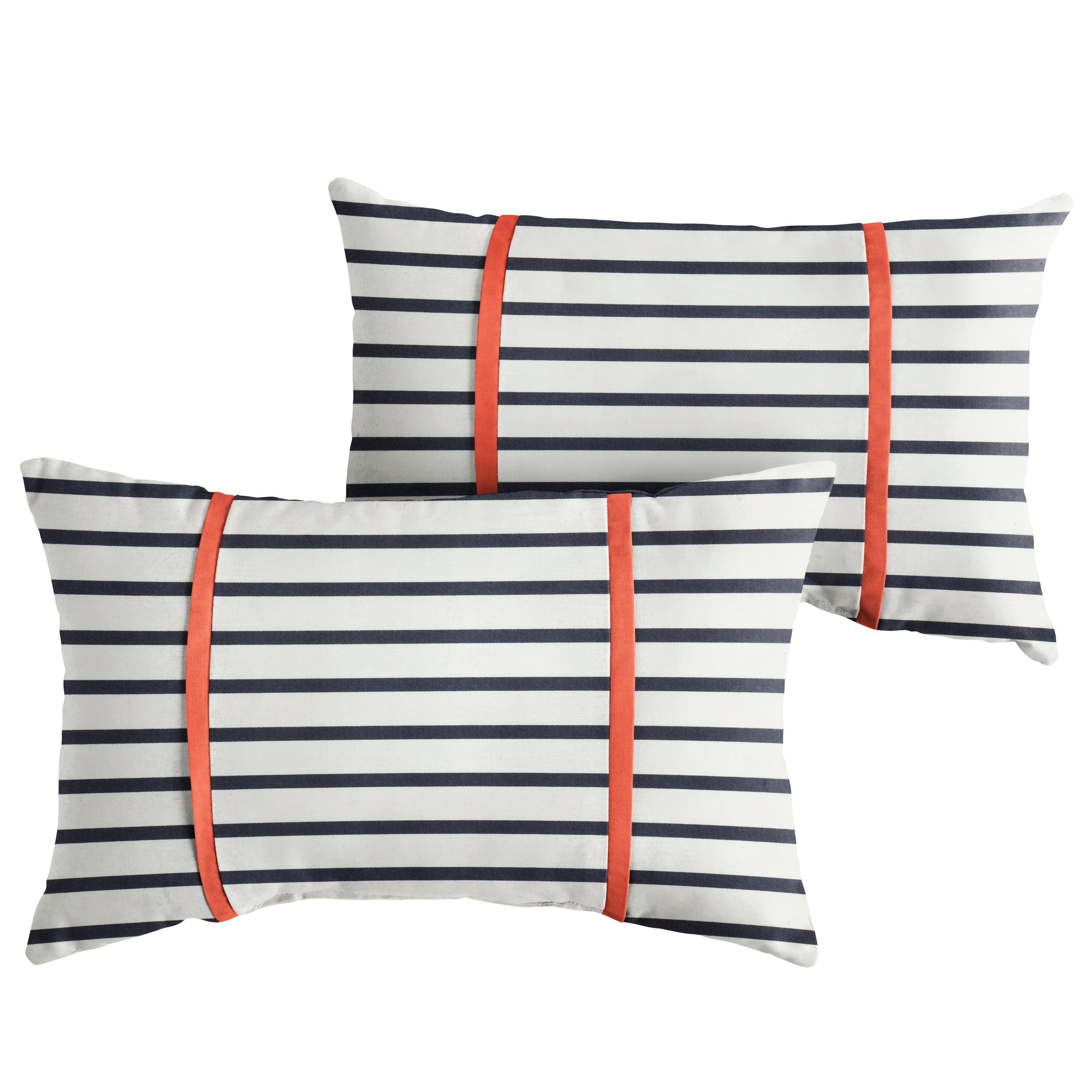 Sunbrella Lido with Contrast Cording Pillow with Double Petite Flange (Set of 2) - Sorra Home