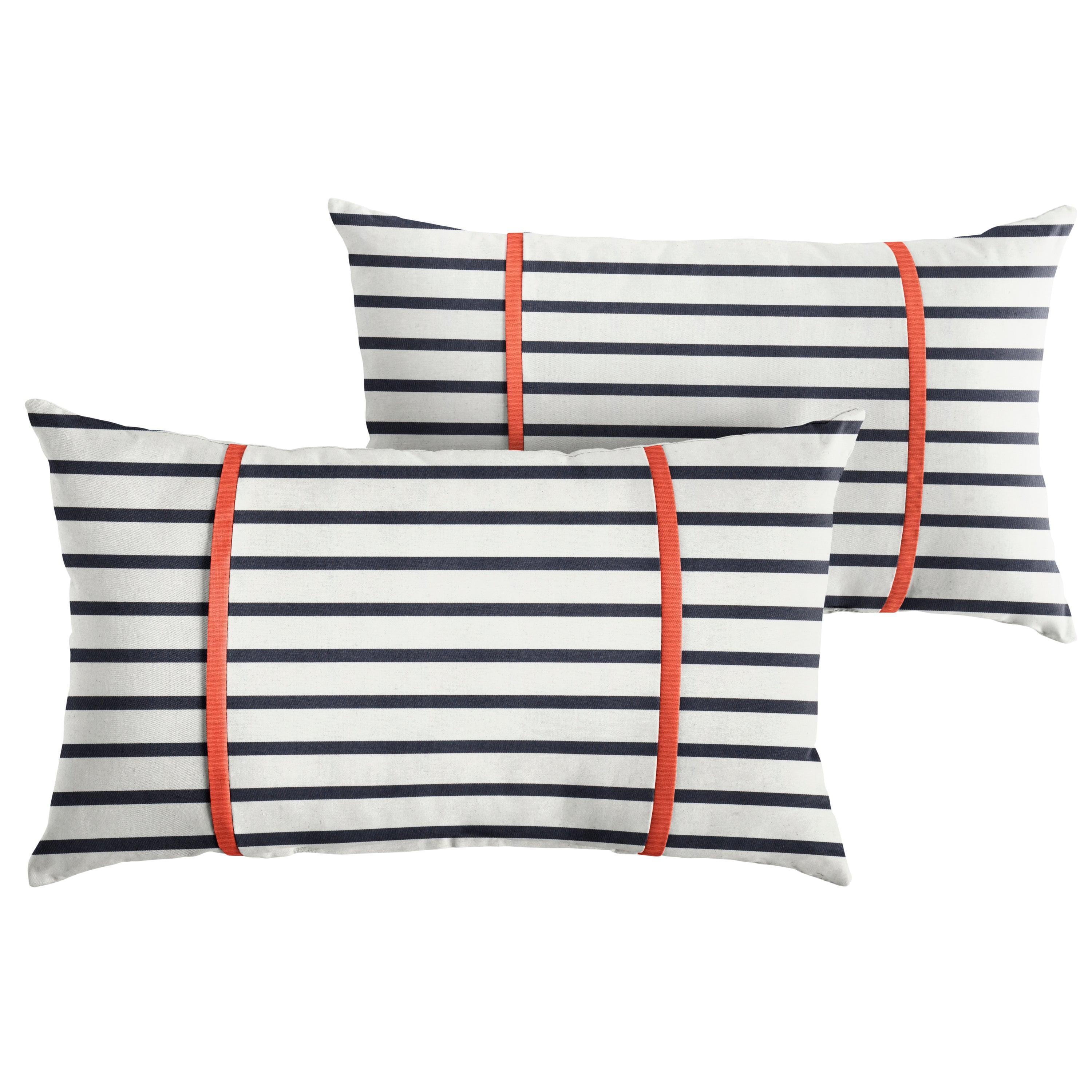 Sunbrella Lido with Contrast Cording Pillow with Double Petite Flange (Set of 2) - Sorra Home