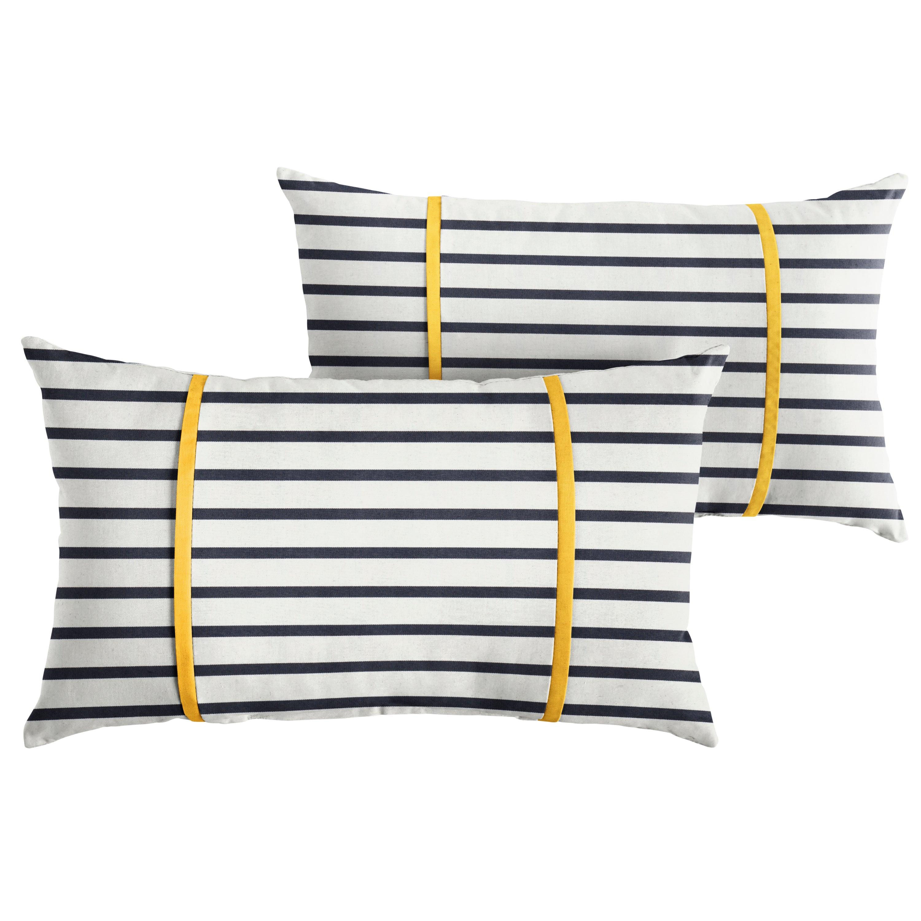 Sunbrella Lido with Contrast Cording Pillow with Double Petite Flange (Set of 2) - Sorra Home