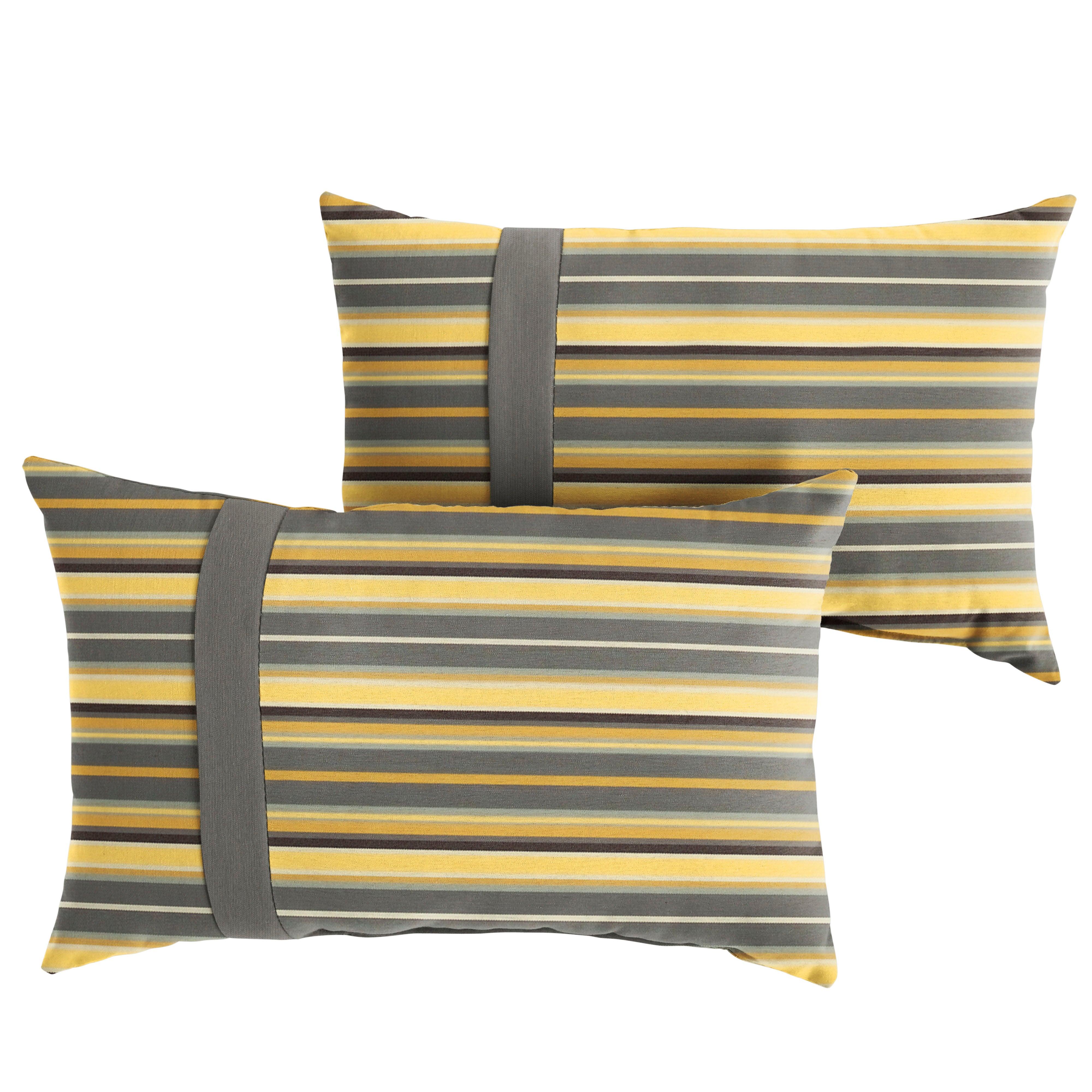 Sunbrella Foster Metallic with Contrast Cording Pillow with Large Flange (Set of 2) - Sorra Home