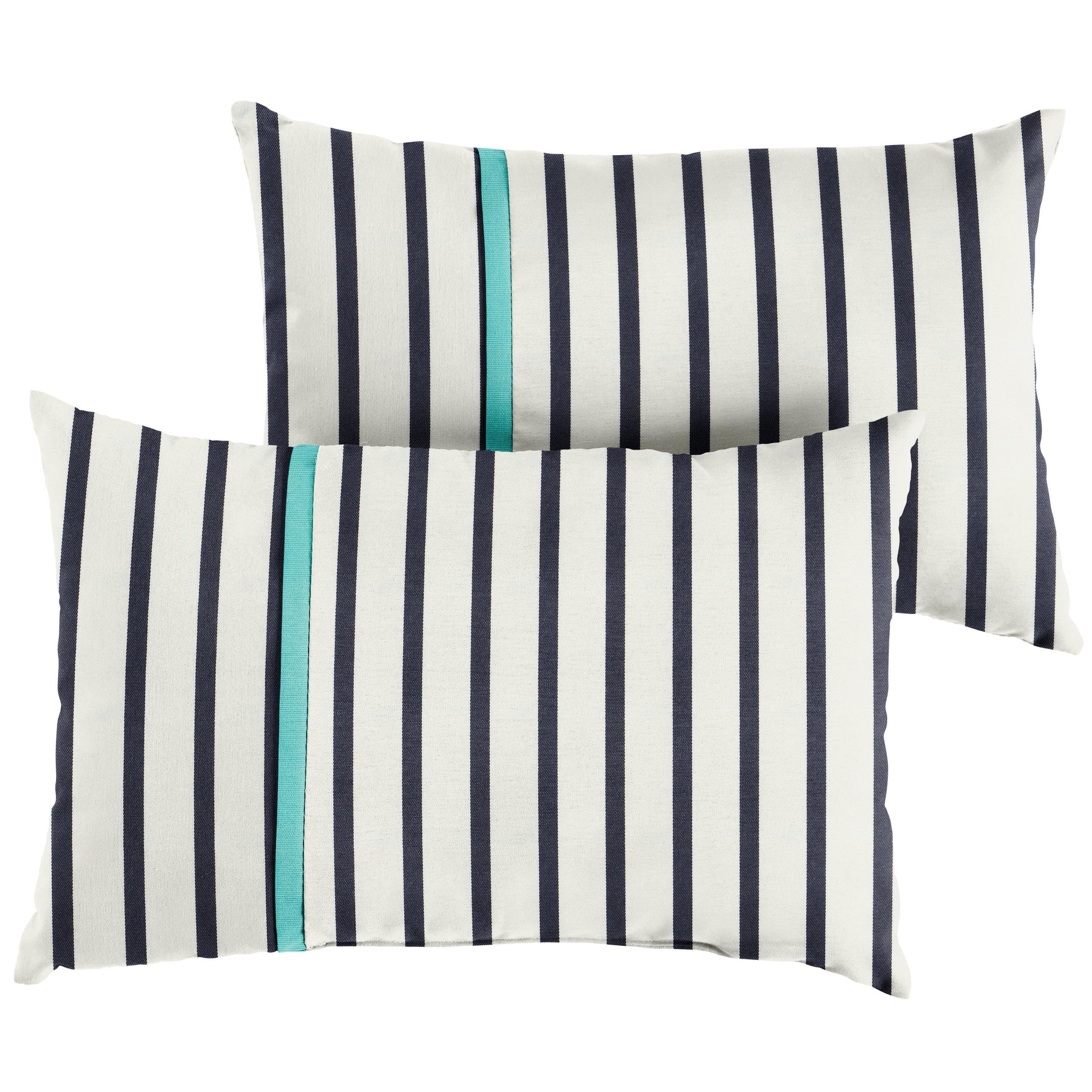 Sunbrella Lido with Contrast Cording Pillow with Petite Flange (Set of 2) - Sorra Home