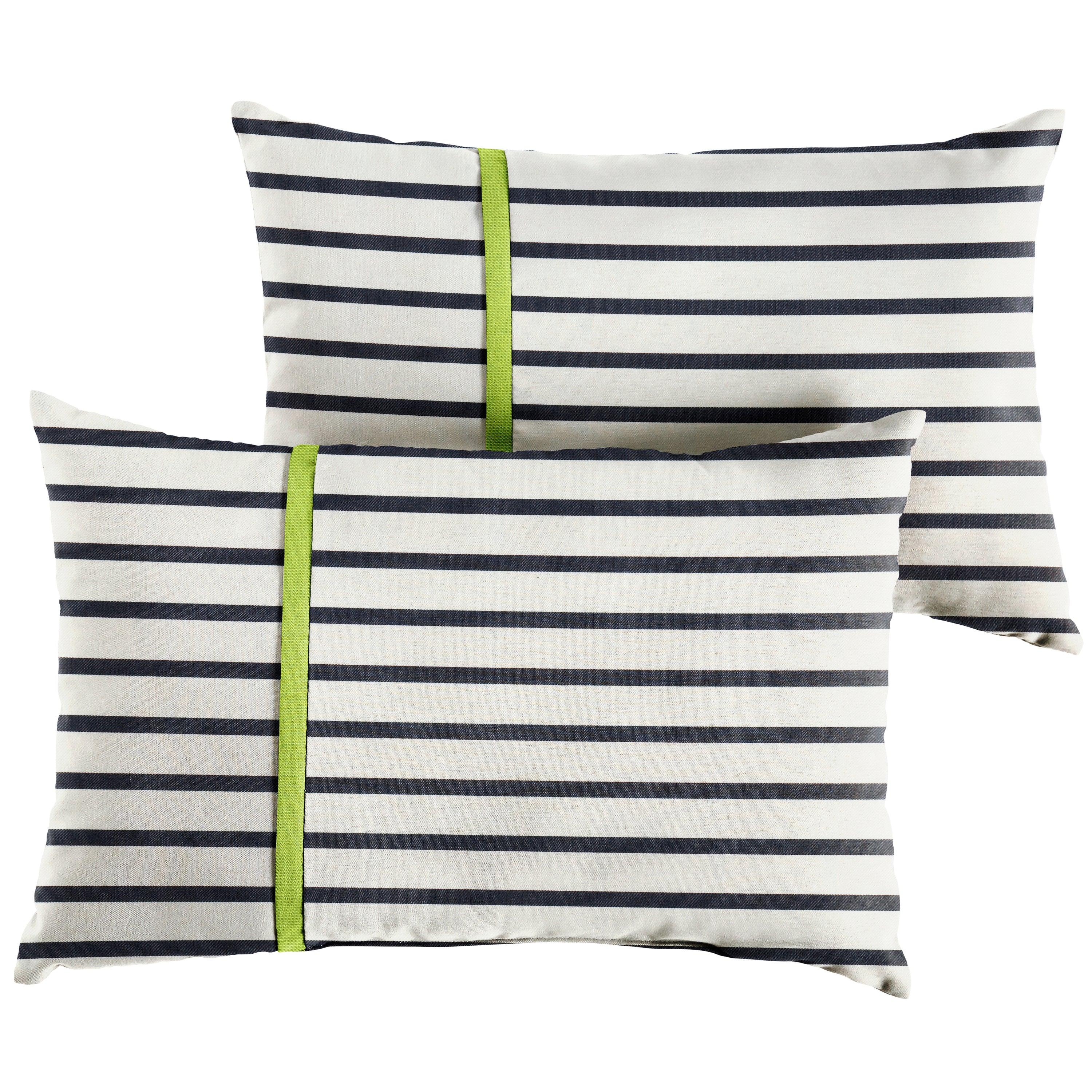 Sunbrella Lido with Contrast Cording Pillow with Petite Flange (Set of 2) - Sorra Home