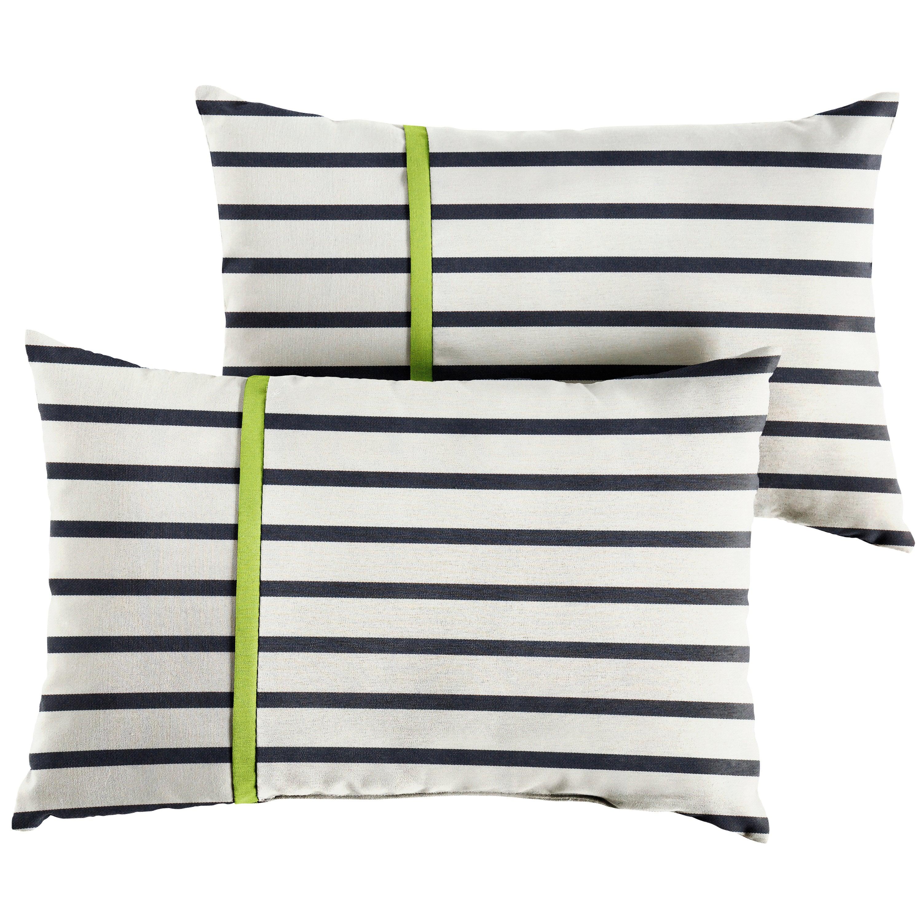 Sunbrella Lido with Contrast Cording Pillow with Petite Flange (Set of 2) - Sorra Home