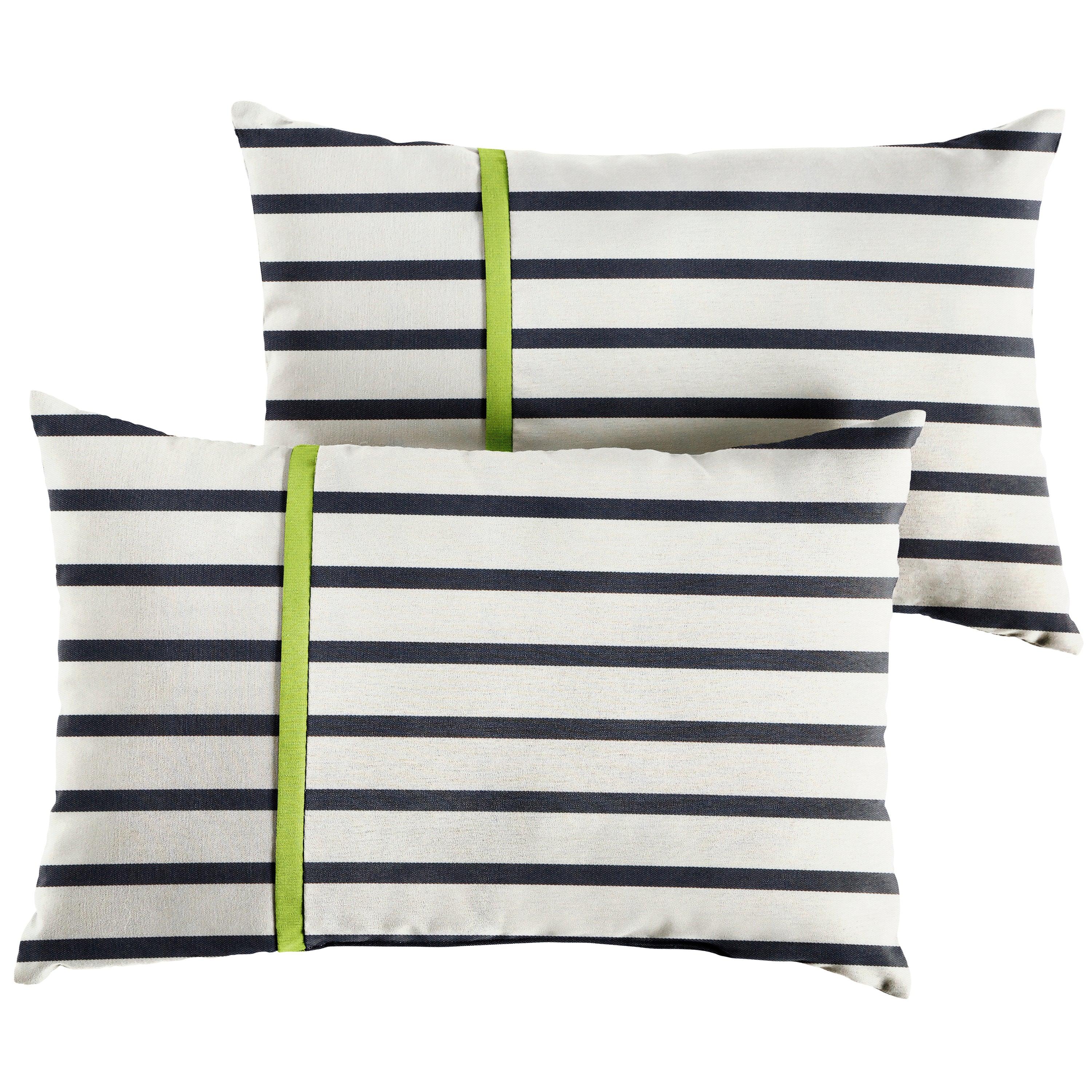 Sunbrella Lido with Contrast Cording Pillow with Petite Flange (Set of 2) - Sorra Home