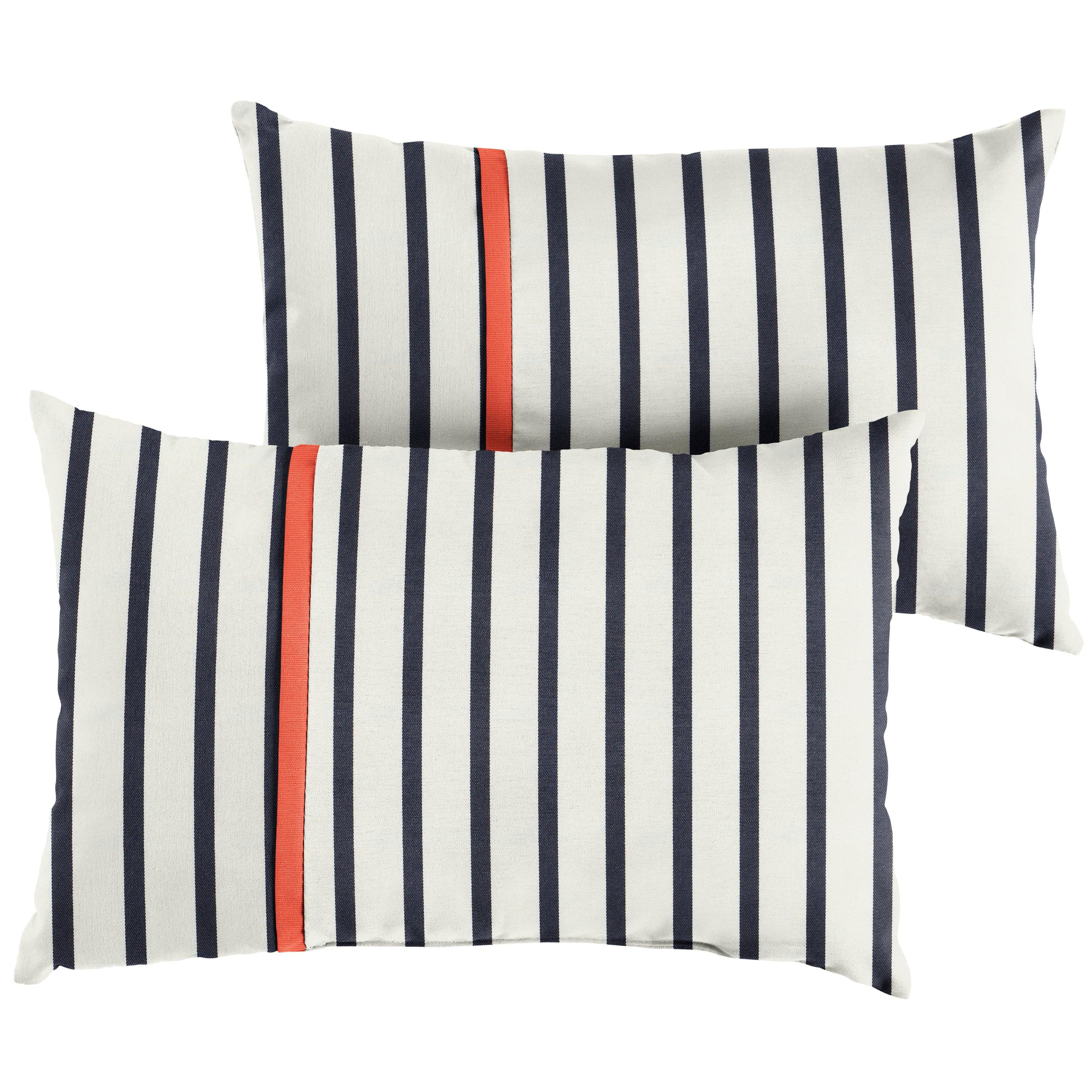 Sunbrella Lido with Contrast Cording Pillow with Petite Flange (Set of 2) - Sorra Home