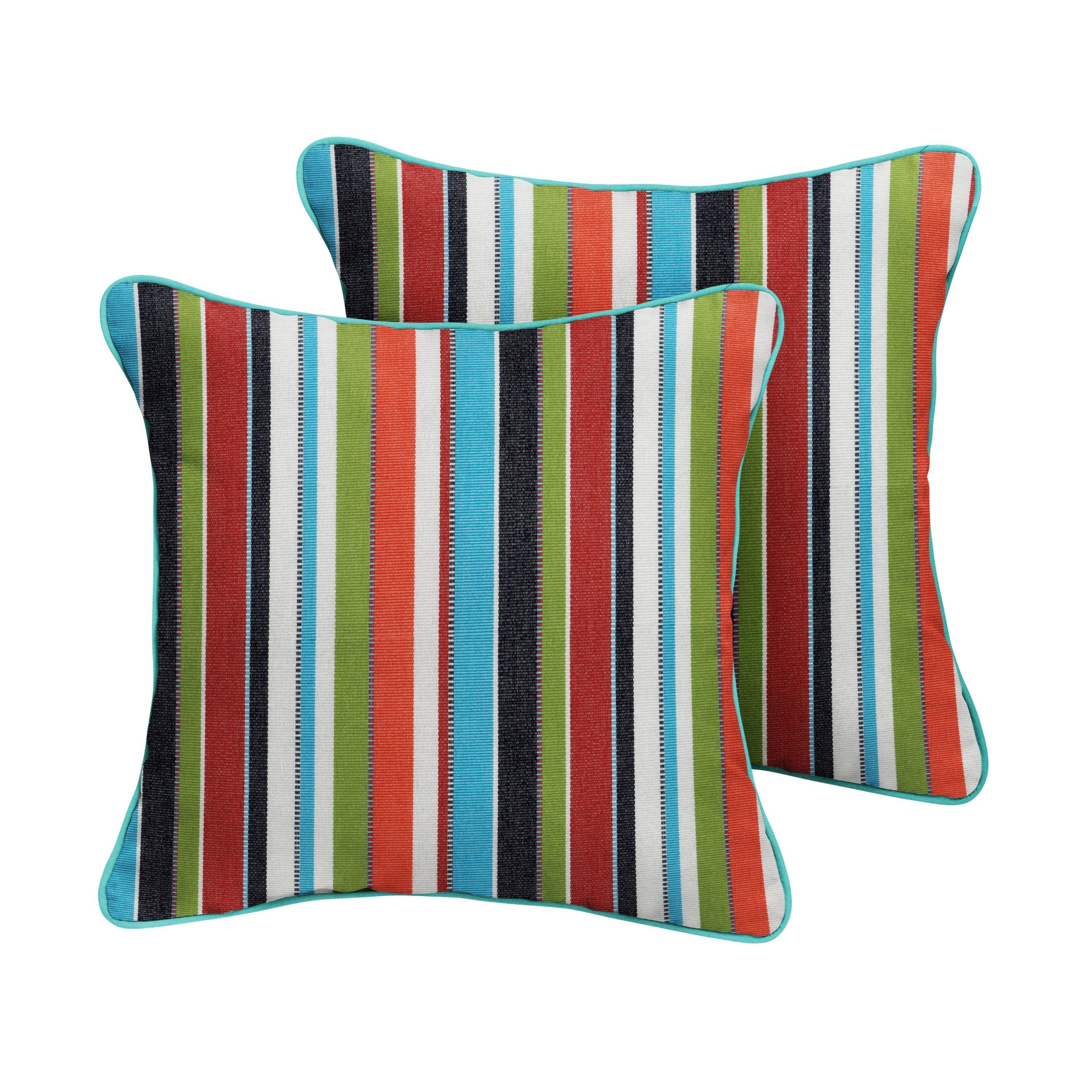 Sunbrella Carousel with Contrast Cording Square Corded Pillow (Set of 2) - Sorra Home