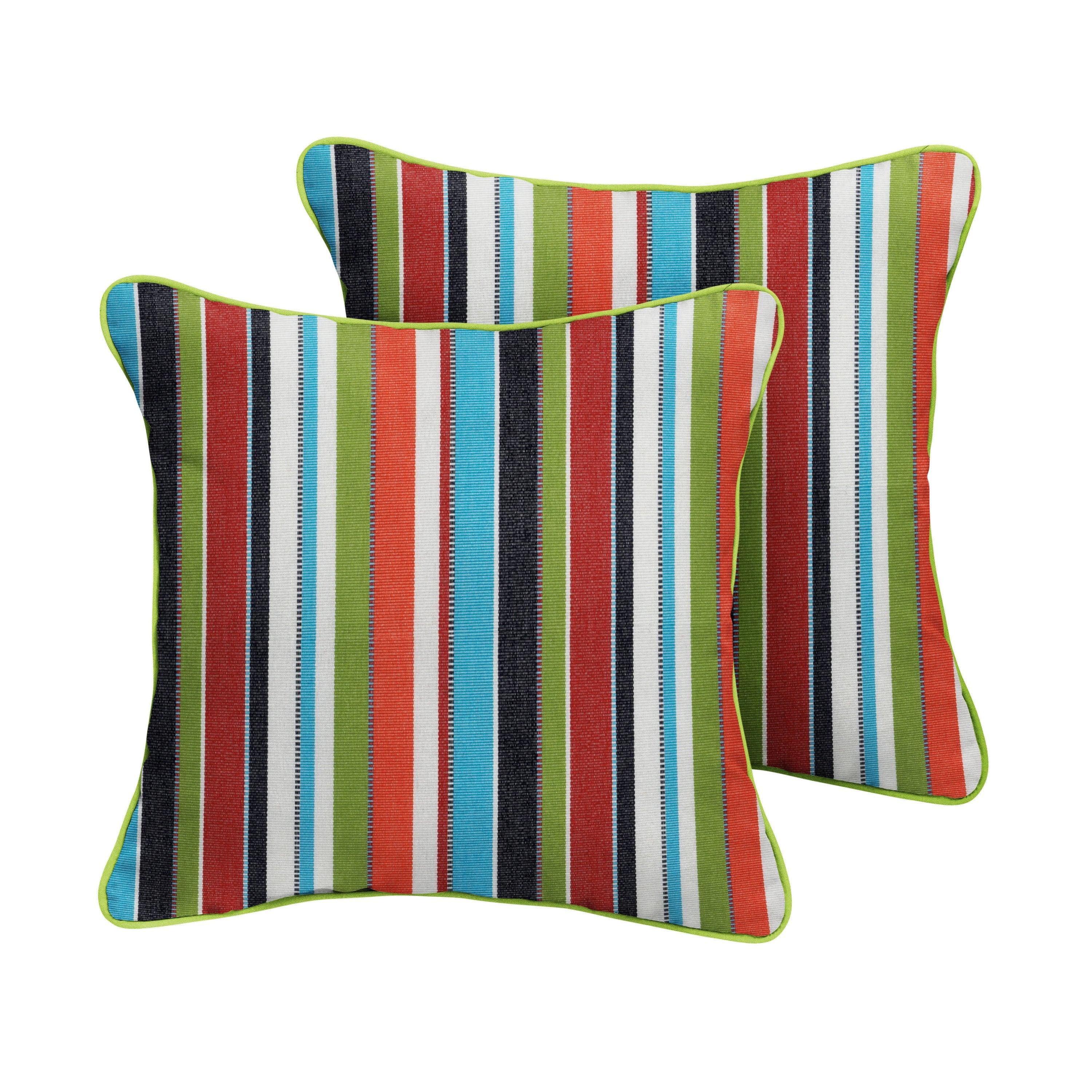 Sunbrella Carousel with Contrast Cording Square Corded Pillow (Set of 2) - Sorra Home
