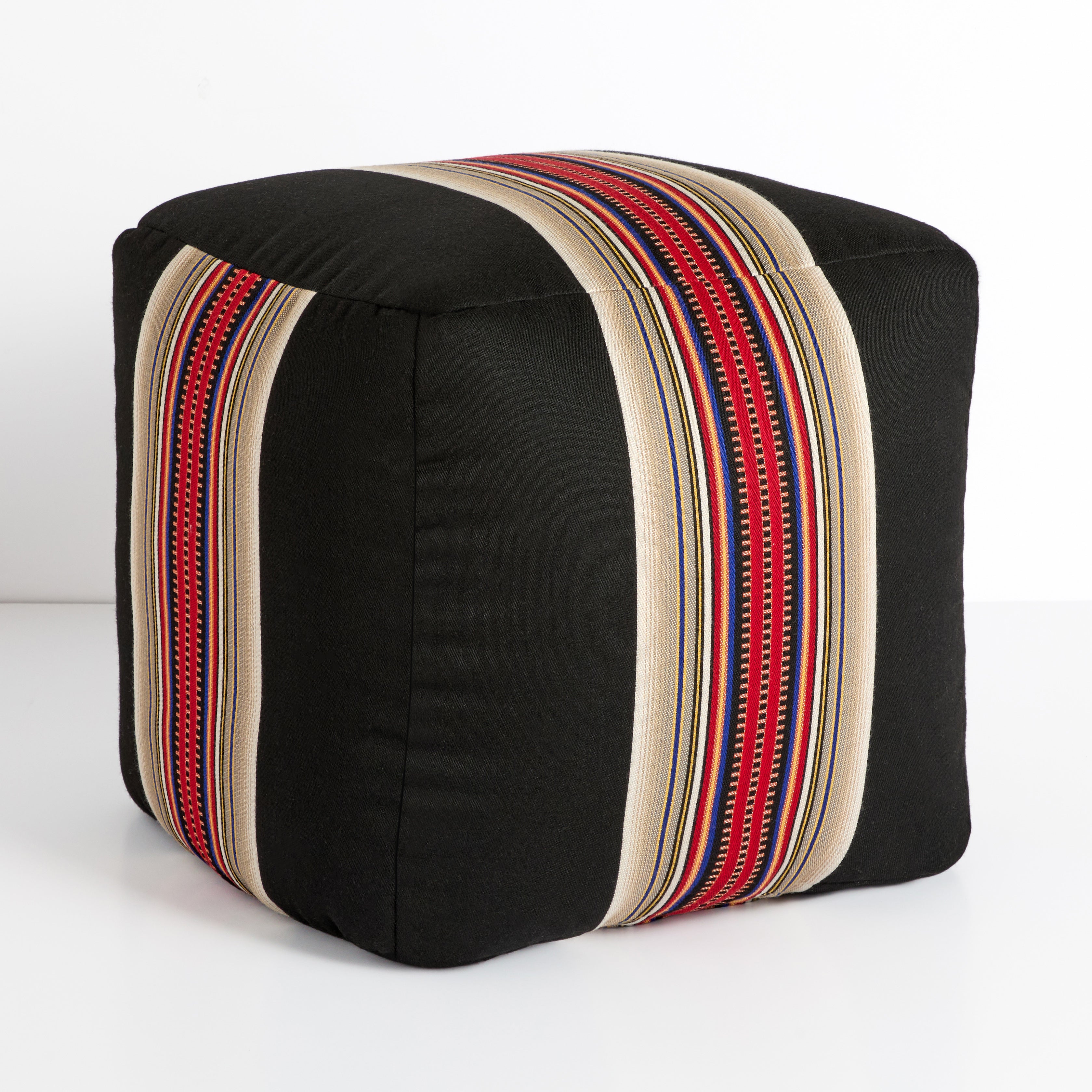 Sunbrella Pendleton Square Outdoor Bean Pouf - Acadia Park Blackwoods