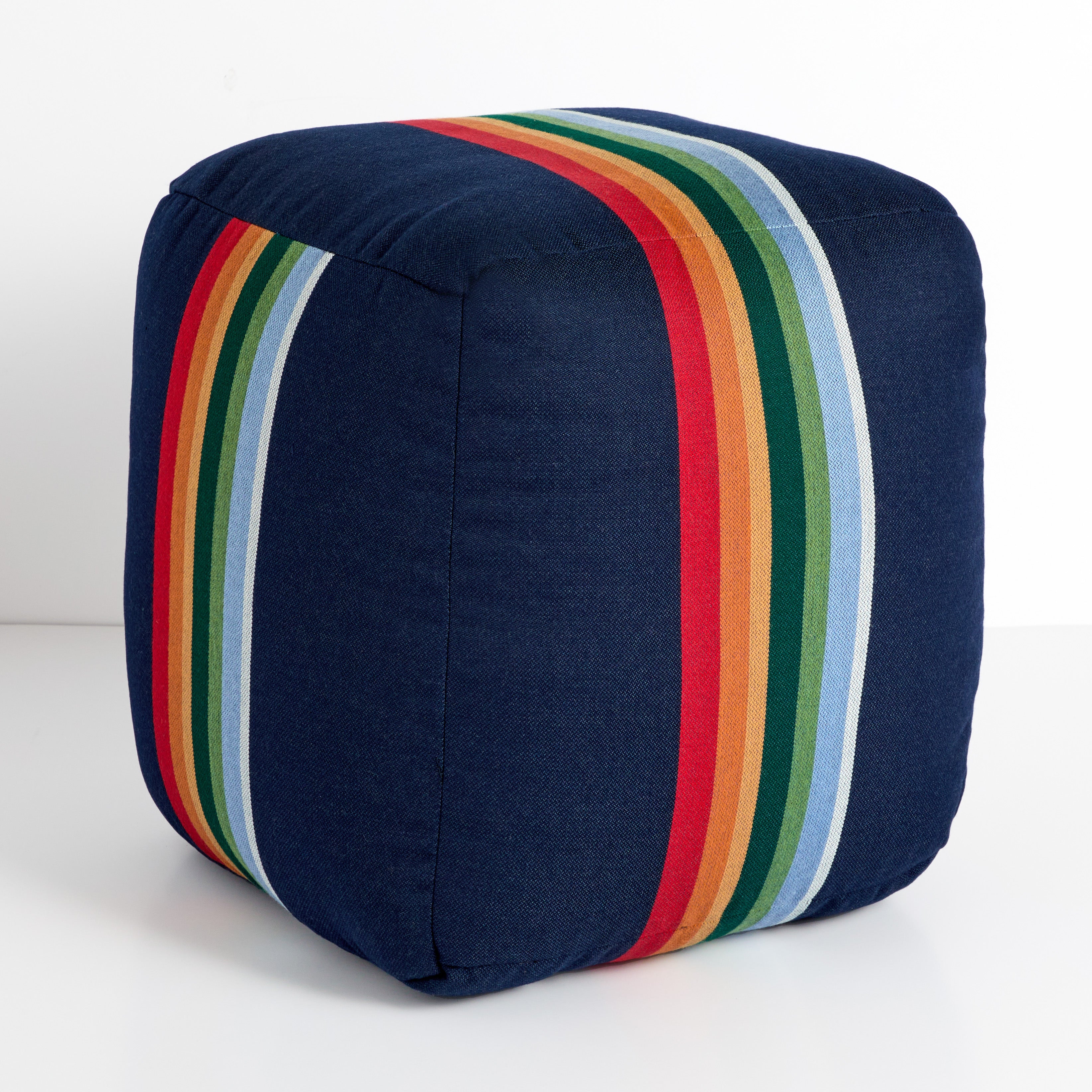 Sunbrella Pendleton Square Outdoor Bean Pouf - Crater Lake Surf