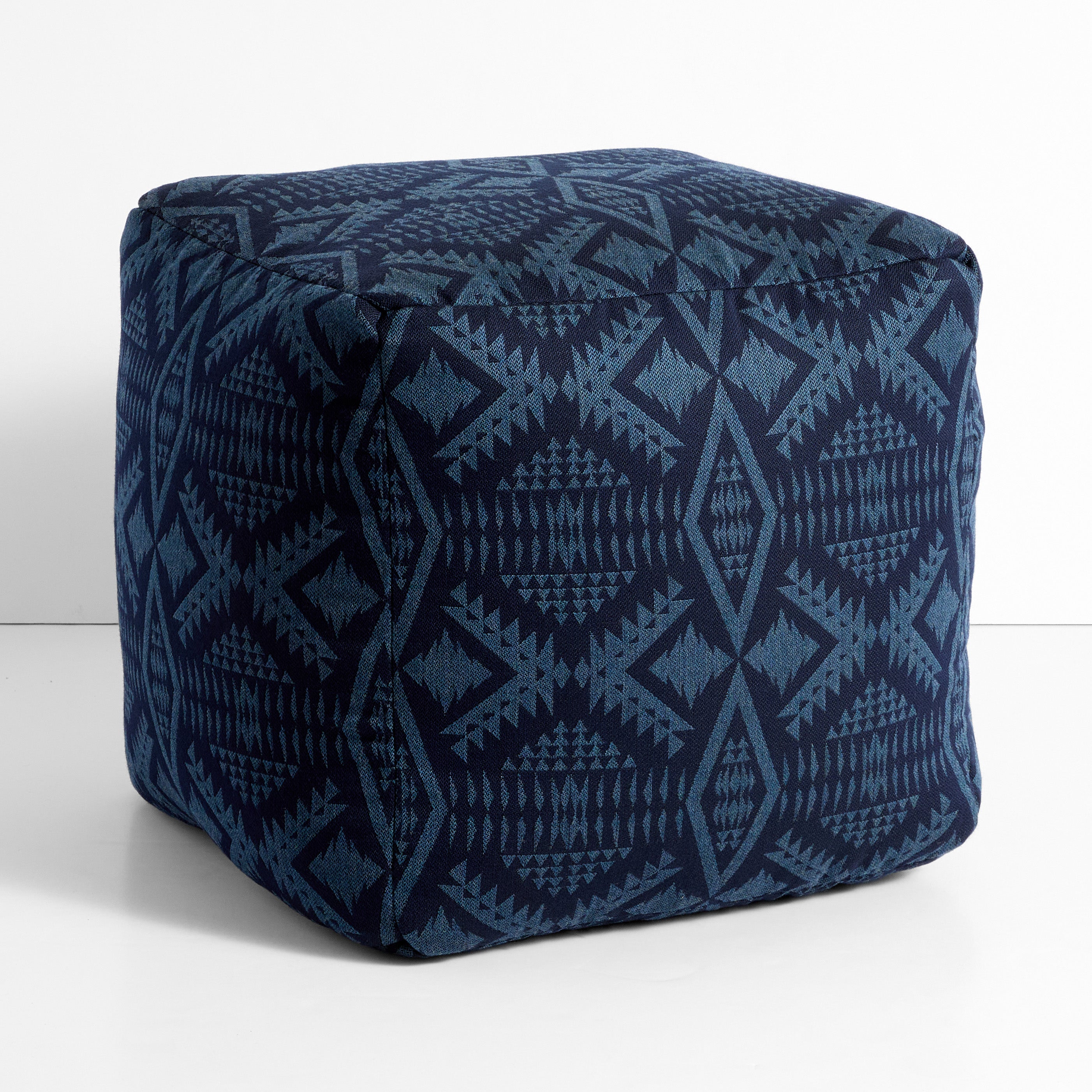 Sunbrella Pendleton Square Outdoor Bean Pouf - Diamond River Midnight